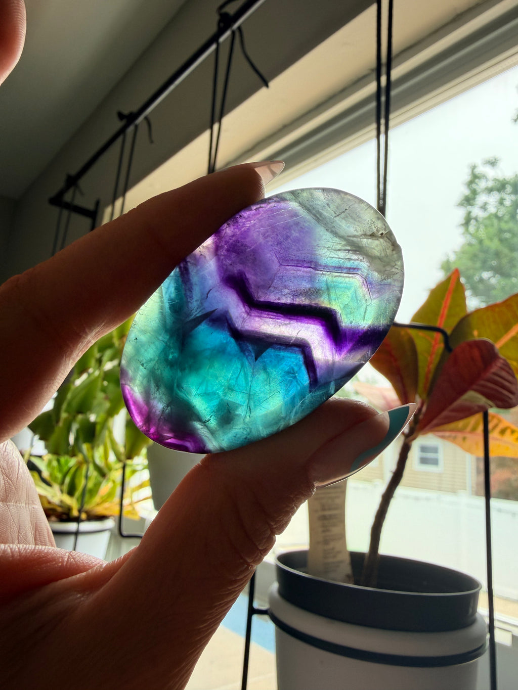 Rainbow Fluorite Palm Stone