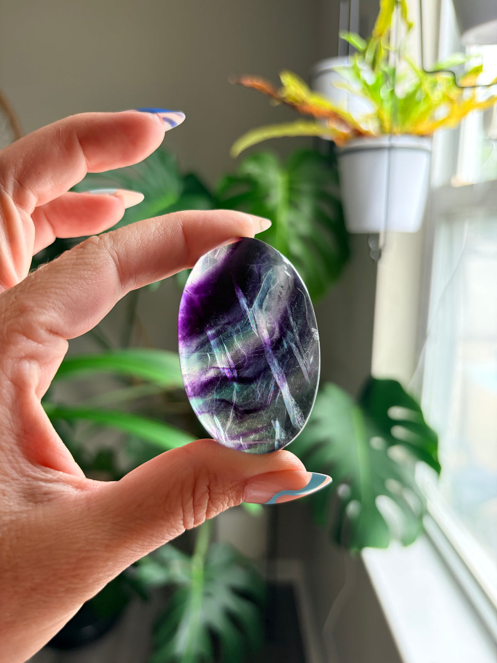 Rainbow Fluorite Palm Stone