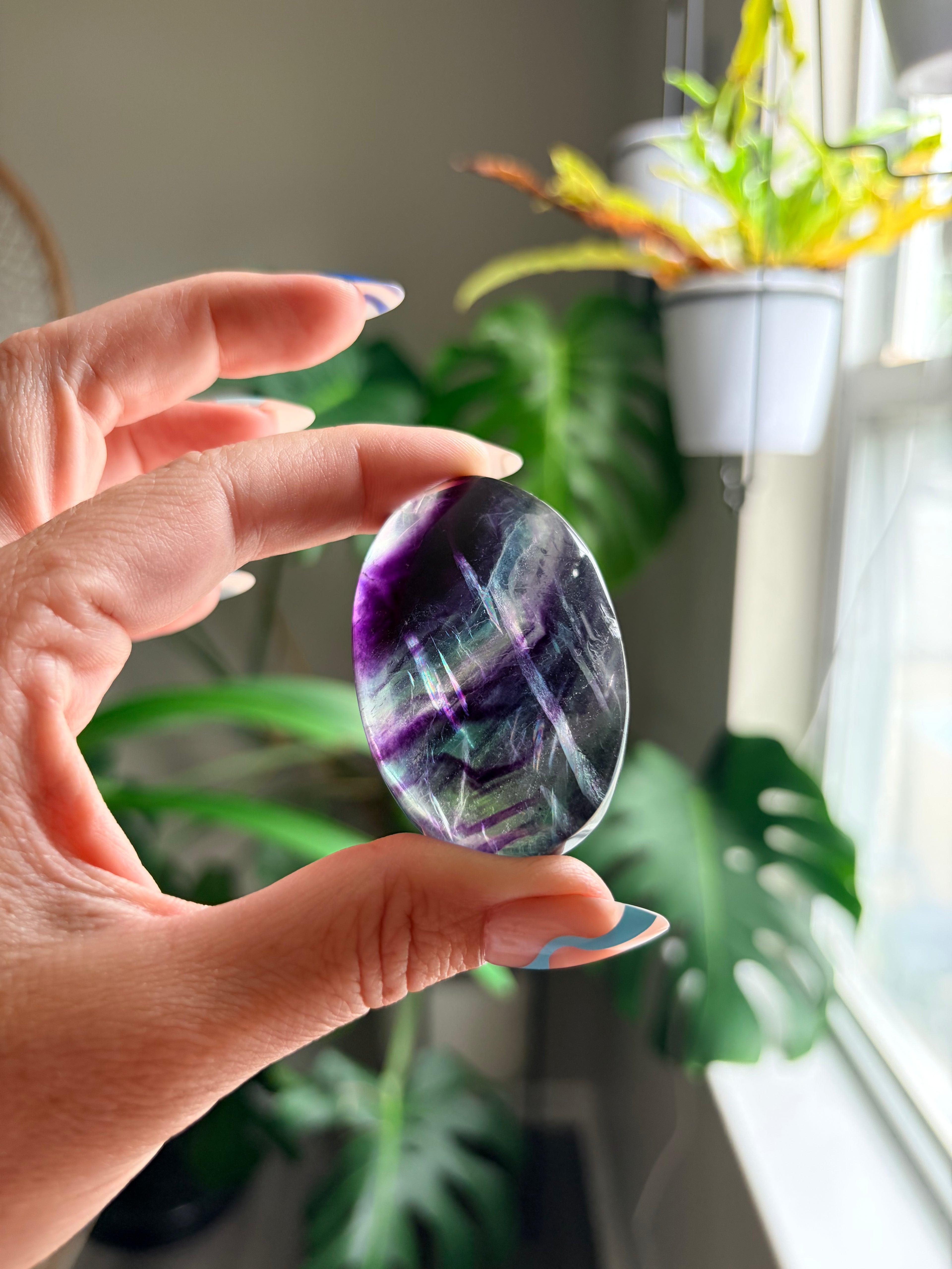Rainbow Fluorite Palm Stone