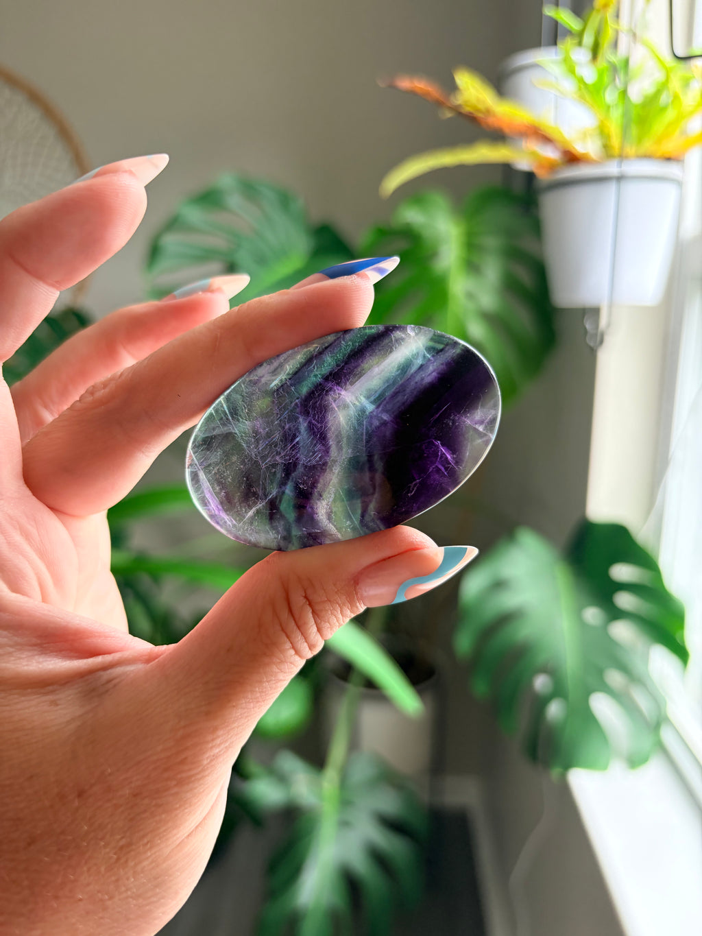 Rainbow Fluorite Palm Stone