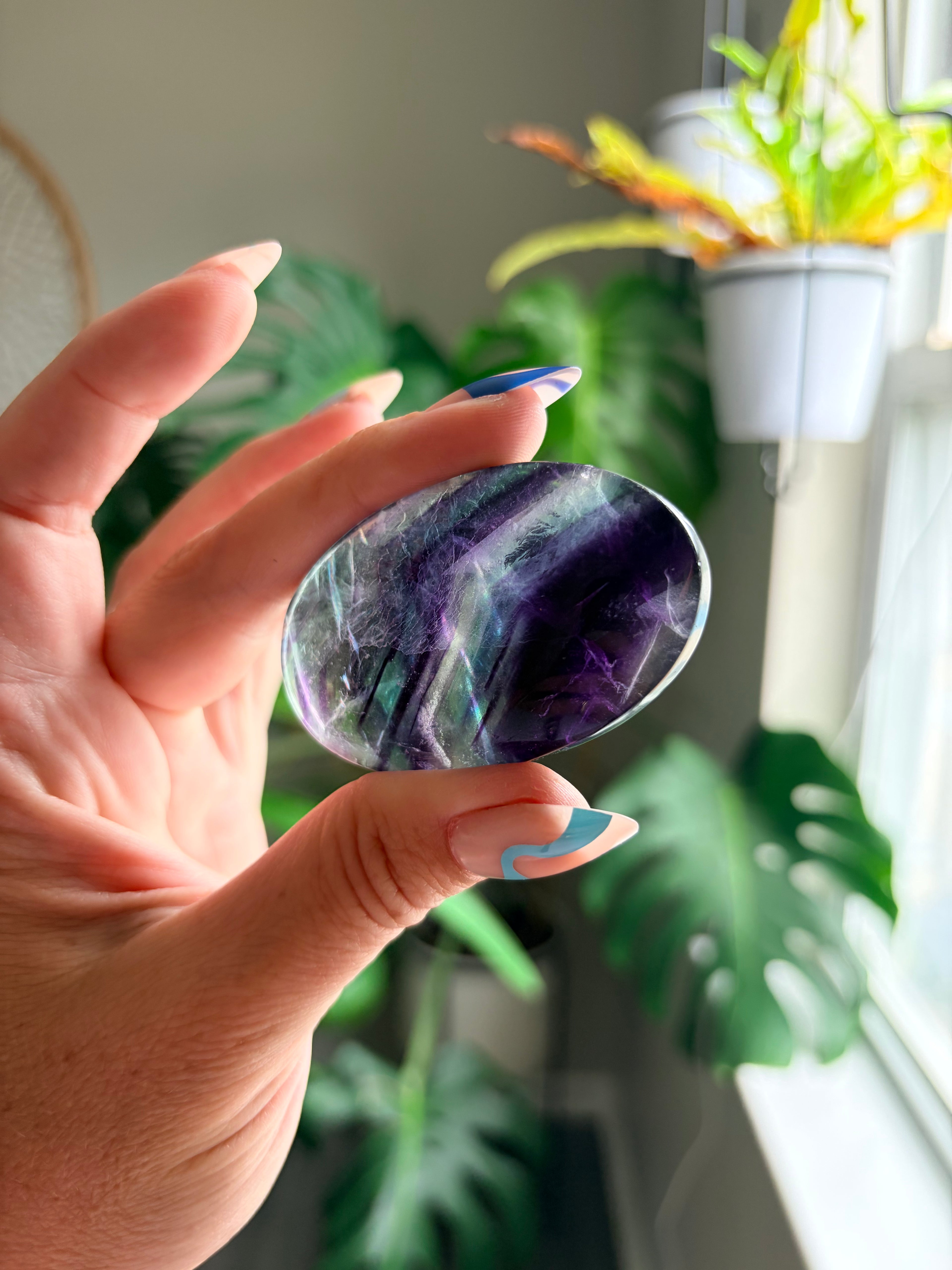 Rainbow Fluorite Palm Stone