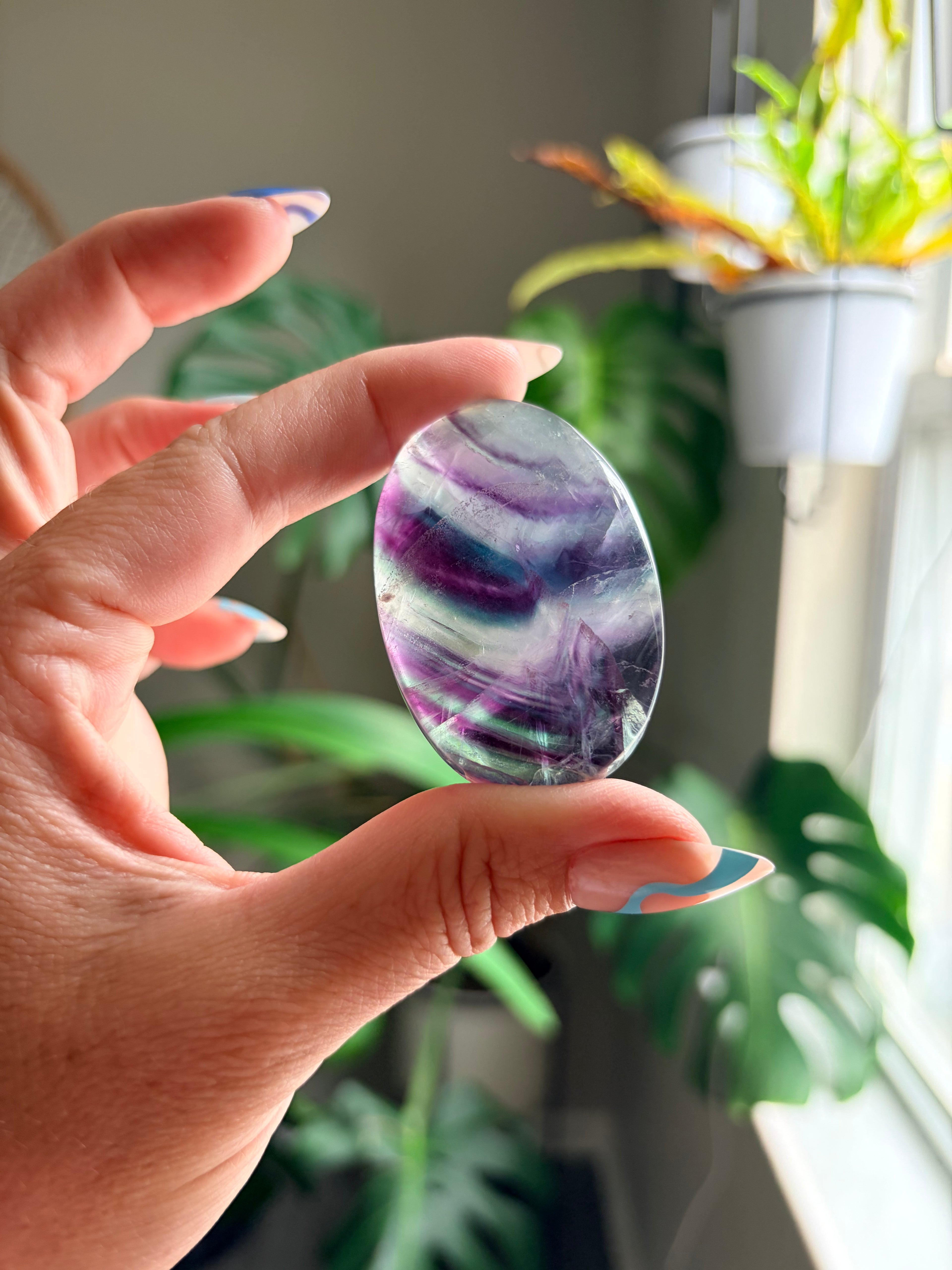 Rainbow Fluorite Palm Stone