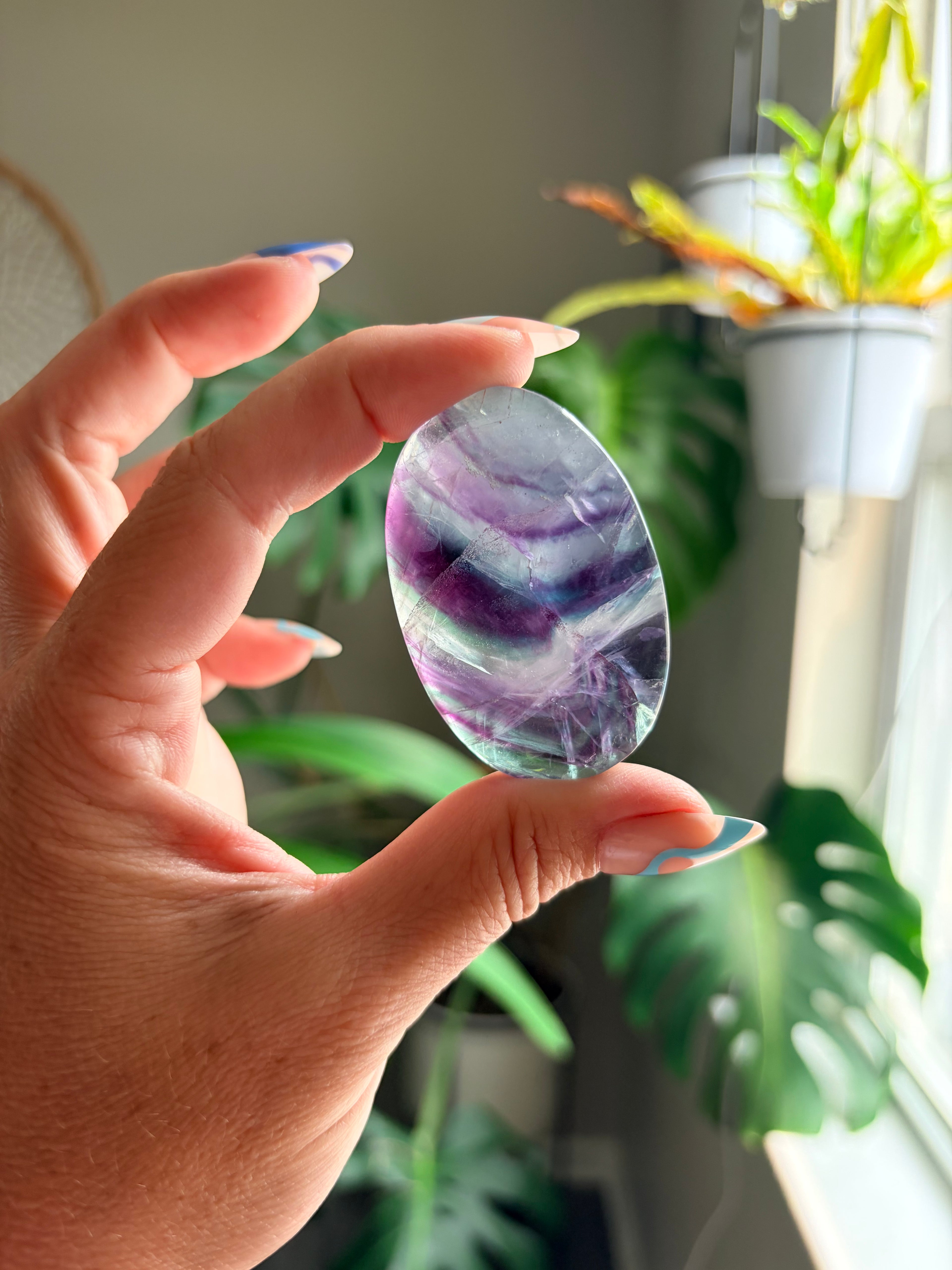 Rainbow Fluorite Palm Stone