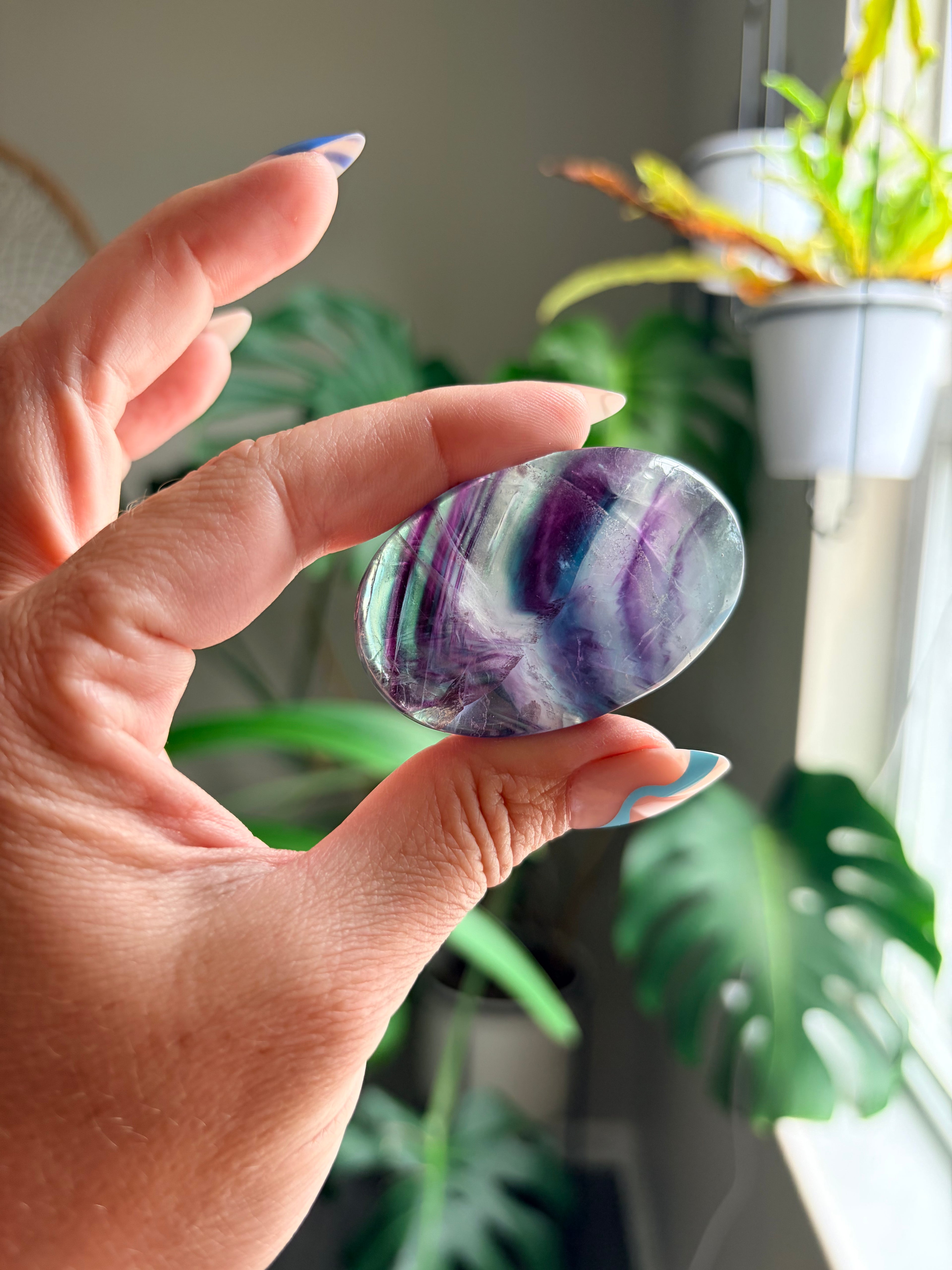 Rainbow Fluorite Palm Stone