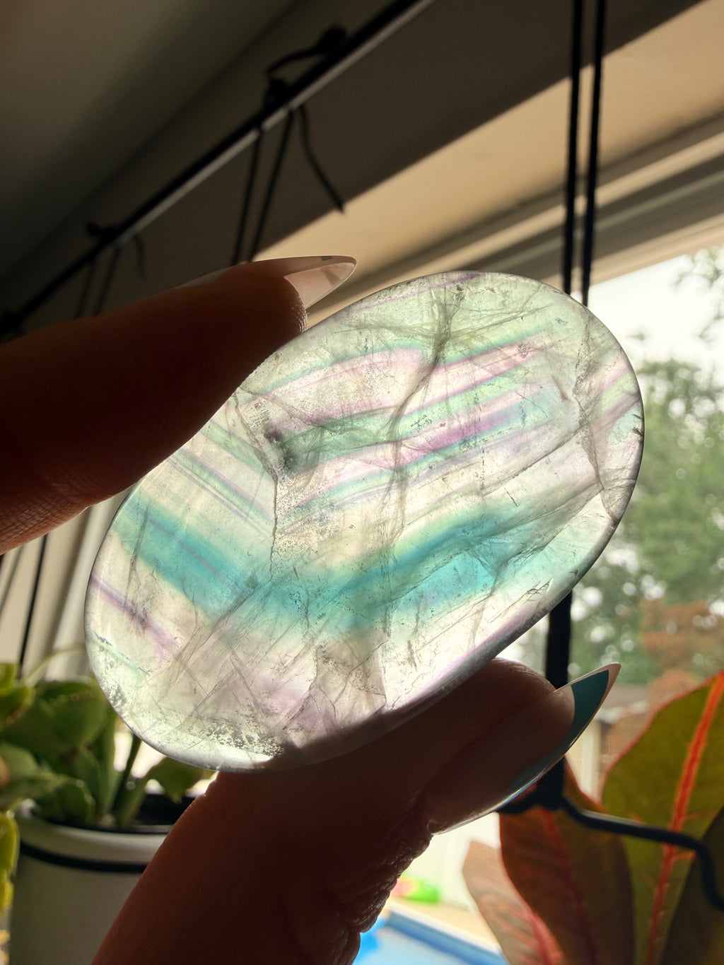 Rainbow Fluorite Palm Stone