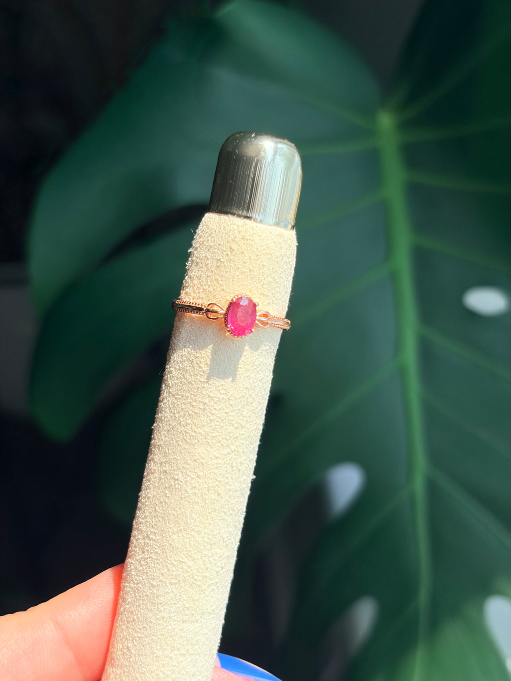 Rose Gold Plated Sterling Silver Pink Tourmaline Ring