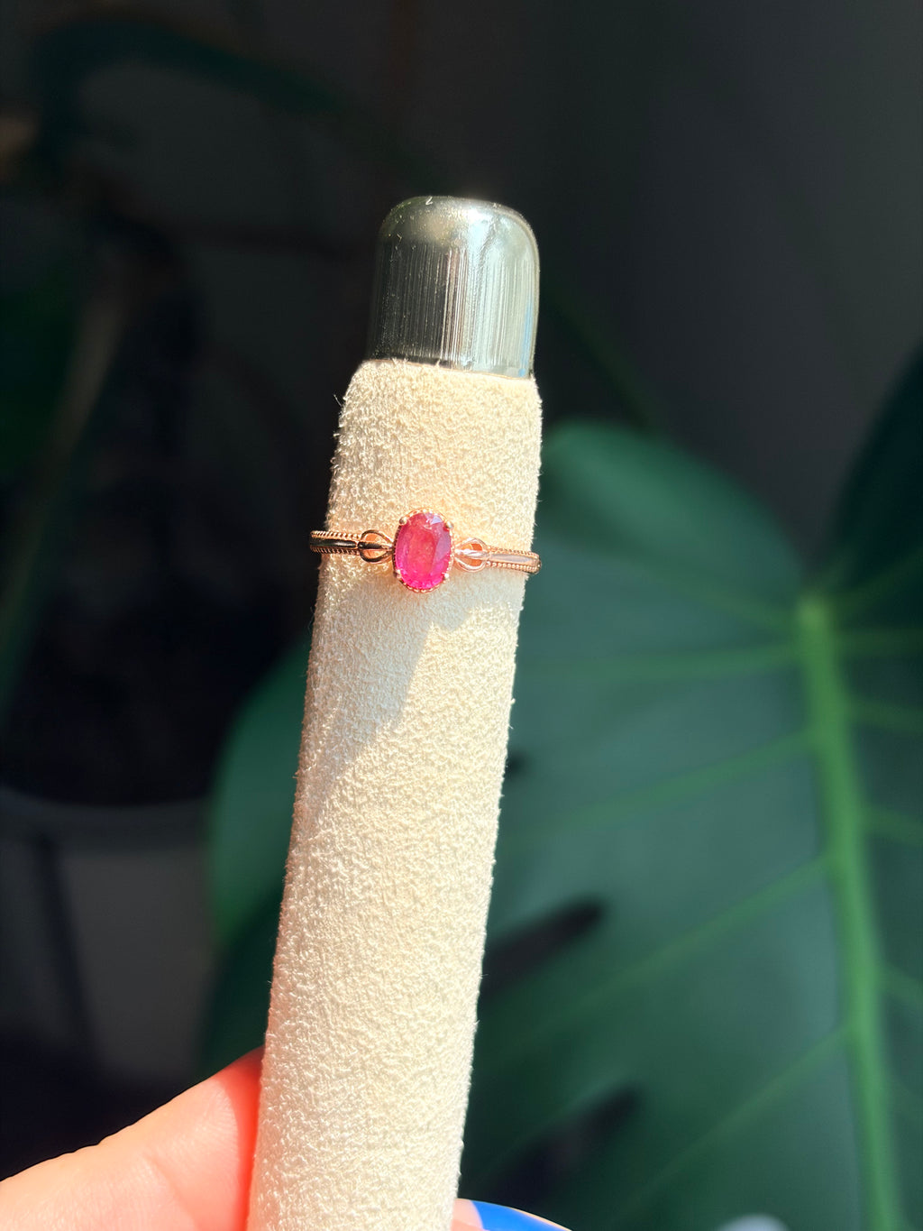 Rose Gold Plated Sterling Silver Pink Tourmaline Ring