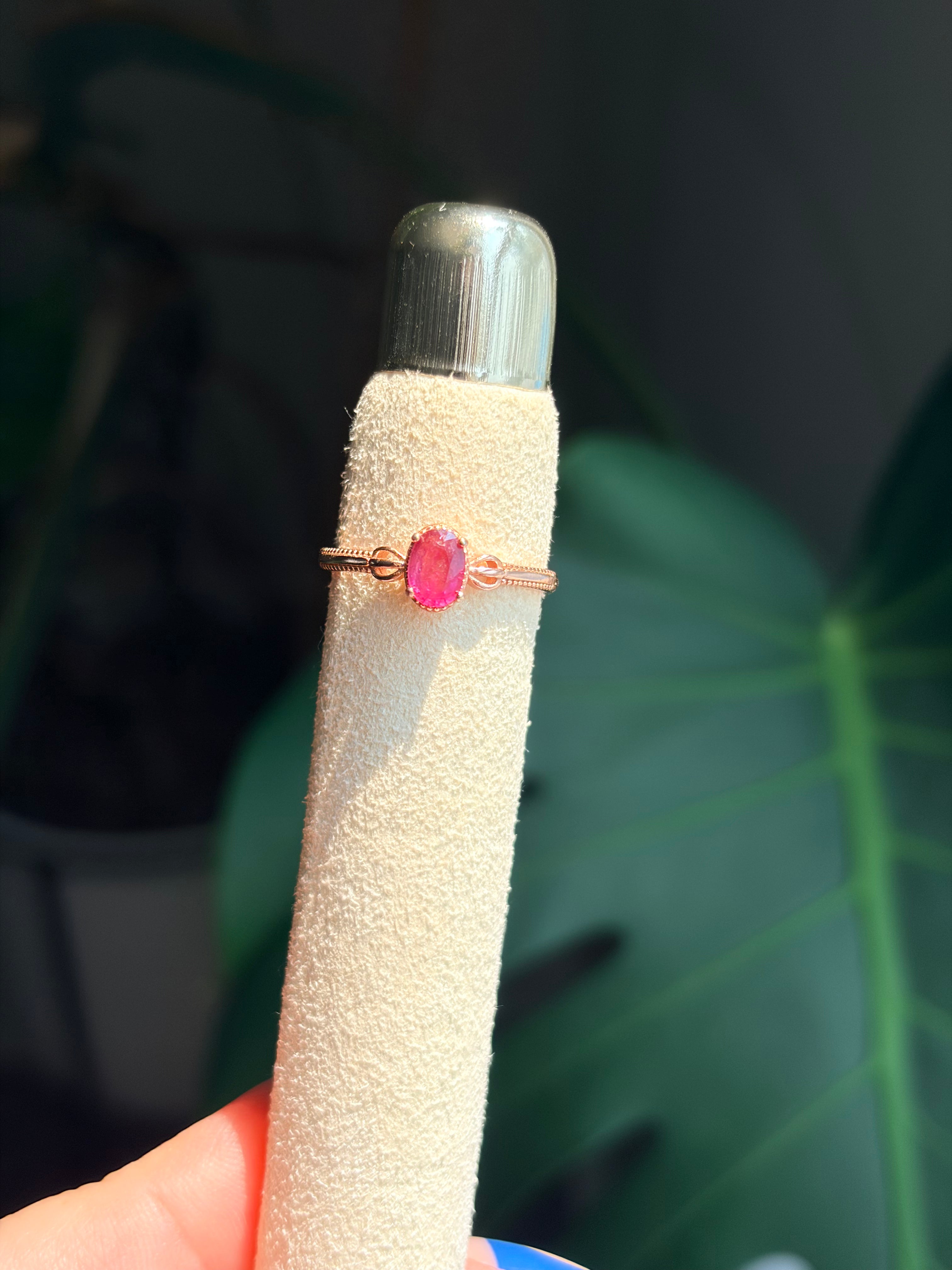 Rose Gold Plated Sterling Silver Pink Tourmaline Ring