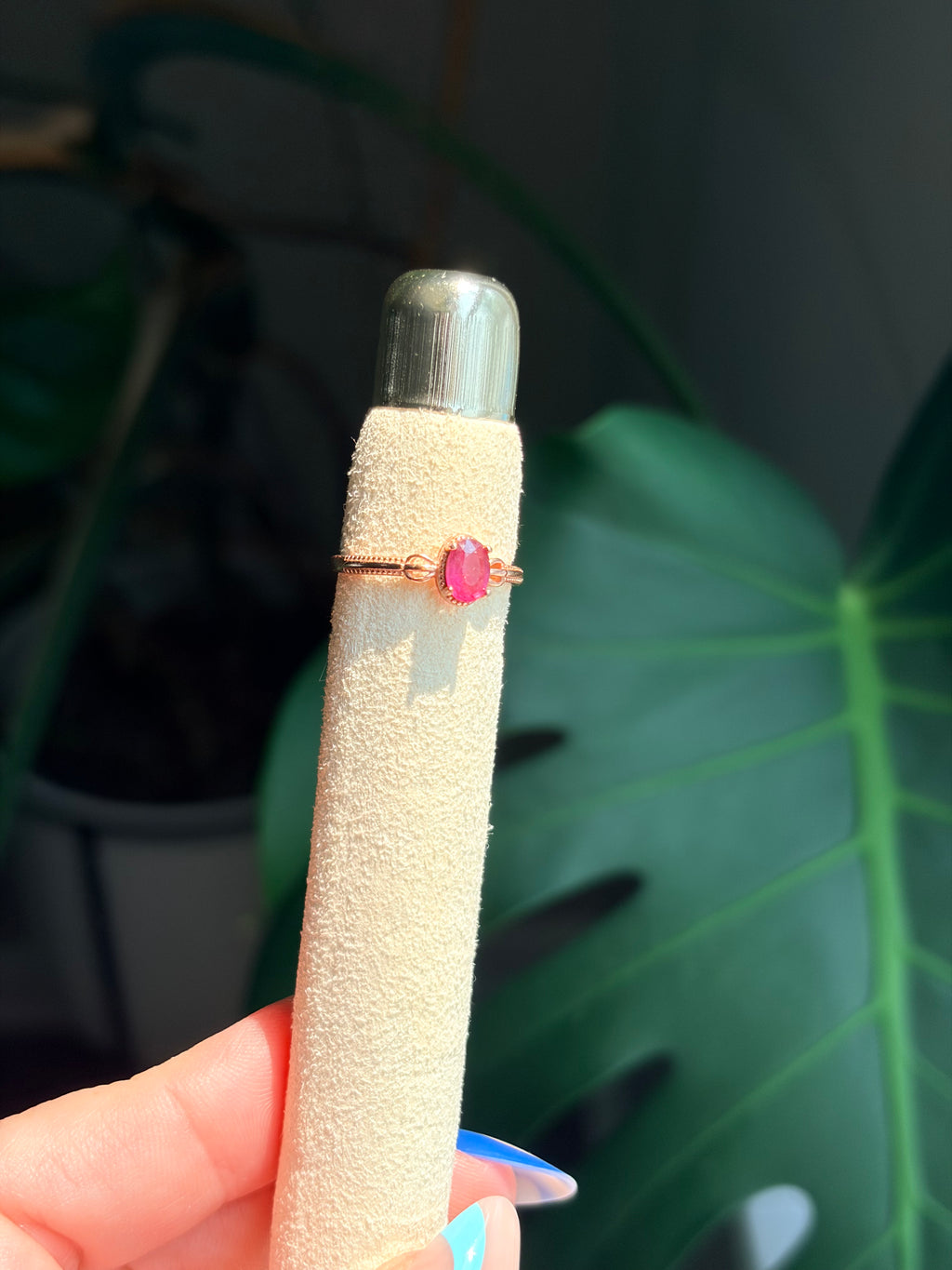Rose Gold Plated Sterling Silver Pink Tourmaline Ring