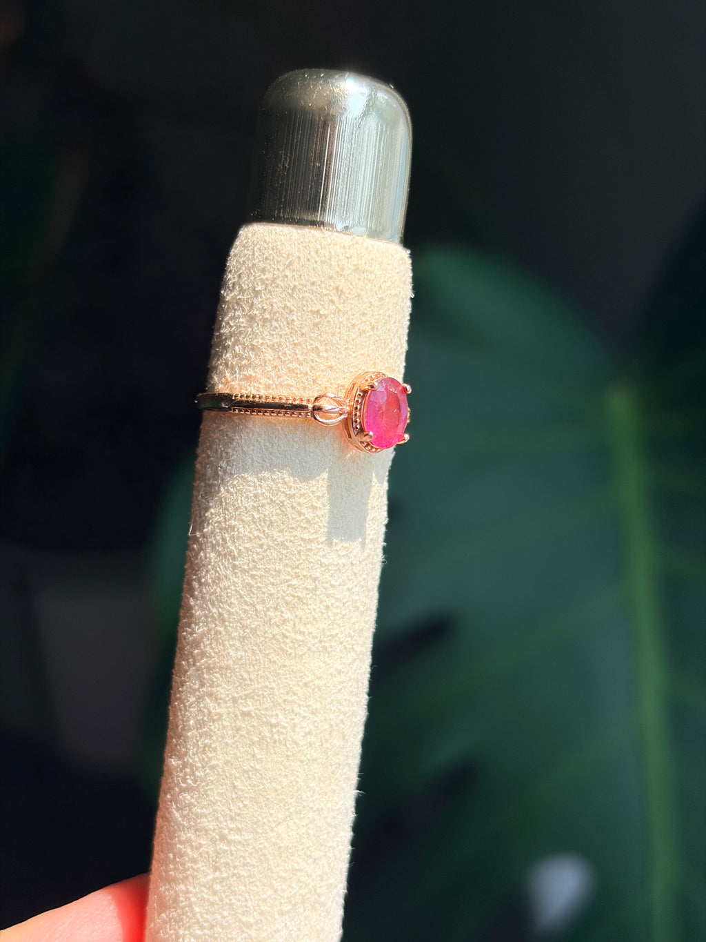 Rose Gold Plated Sterling Silver Pink Tourmaline Ring