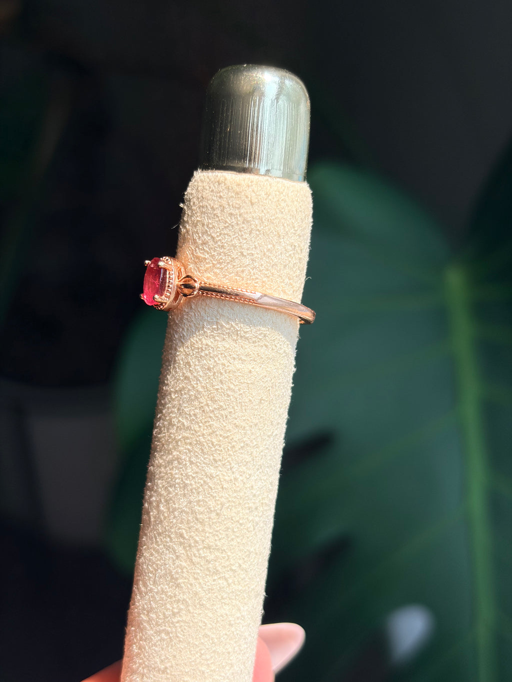 Rose Gold Plated Sterling Silver Pink Tourmaline Ring