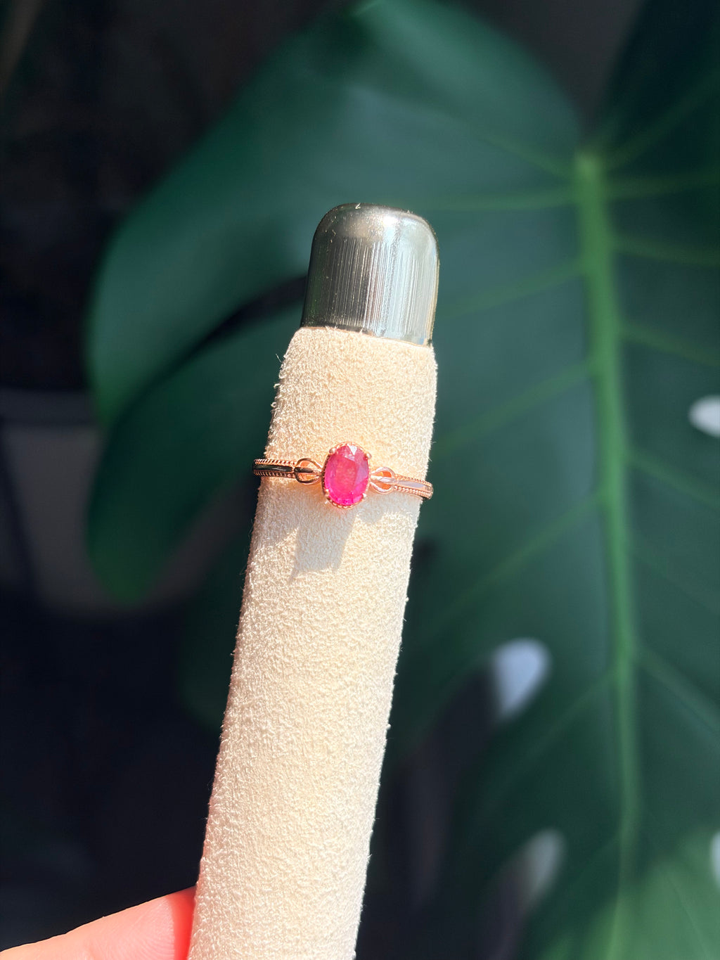 Rose Gold Plated Sterling Silver Pink Tourmaline Ring