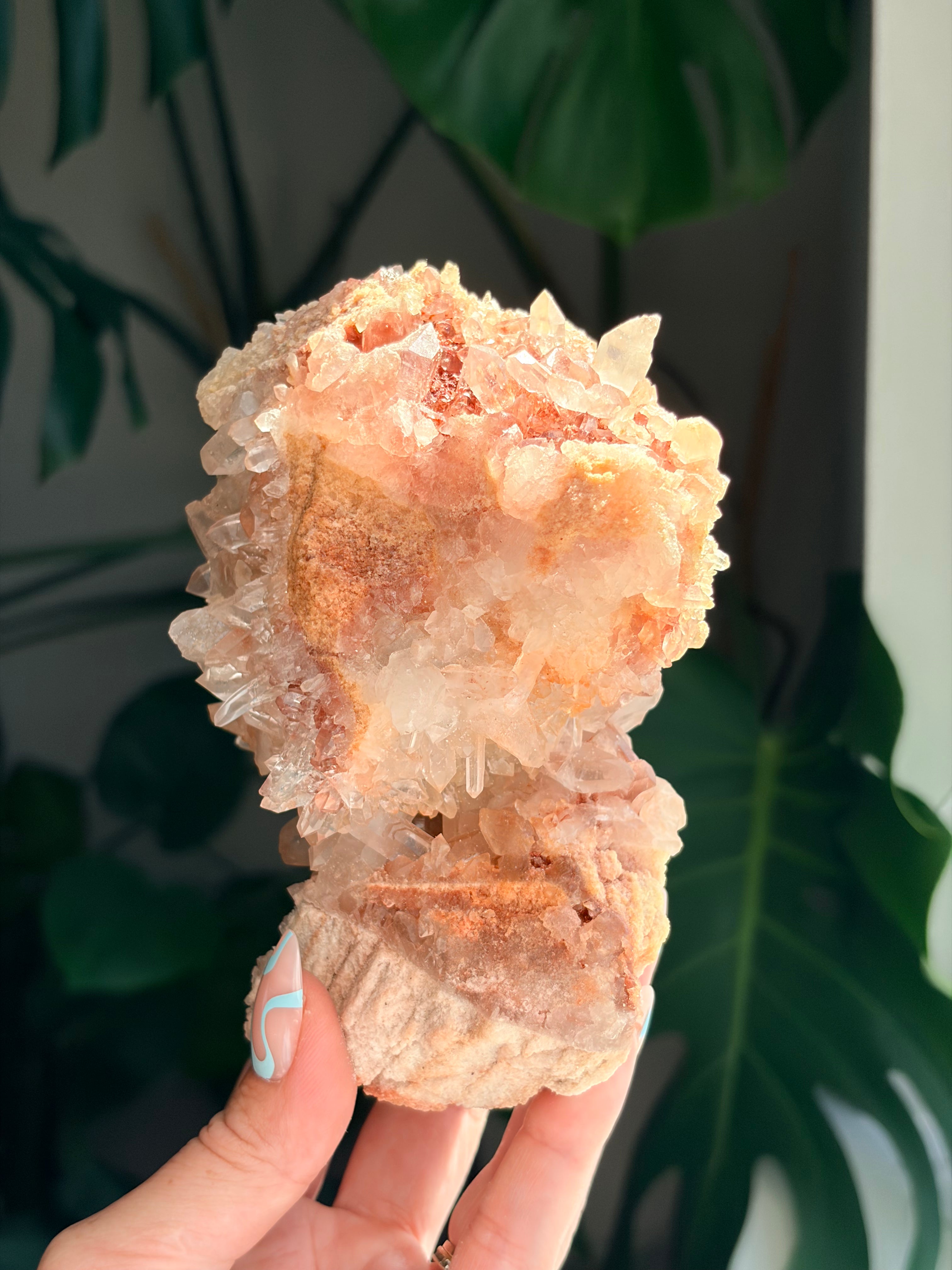 Raw Pink Samadhi Quartz Cluster