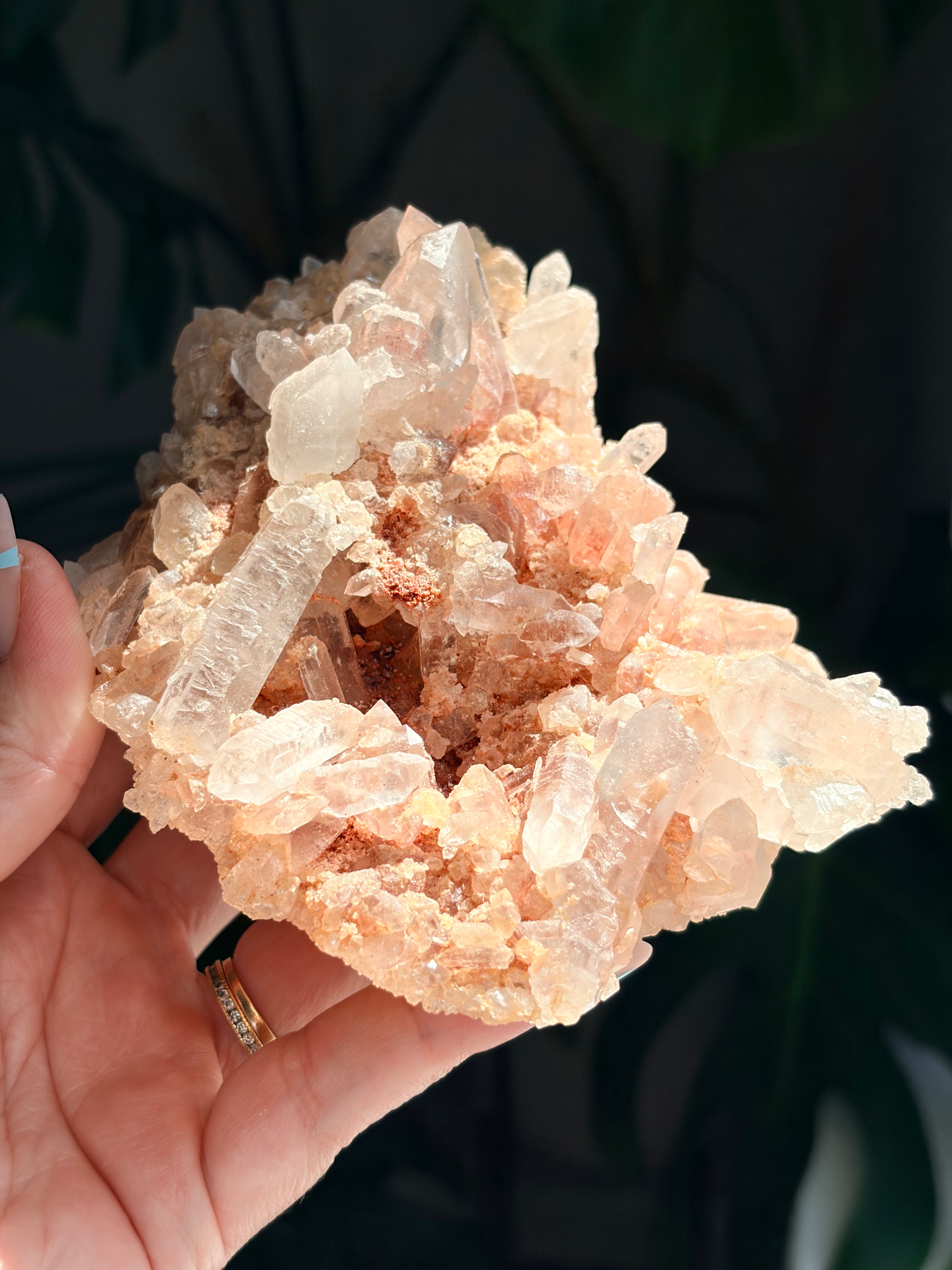 Raw Pink Samadhi Quartz Cluster