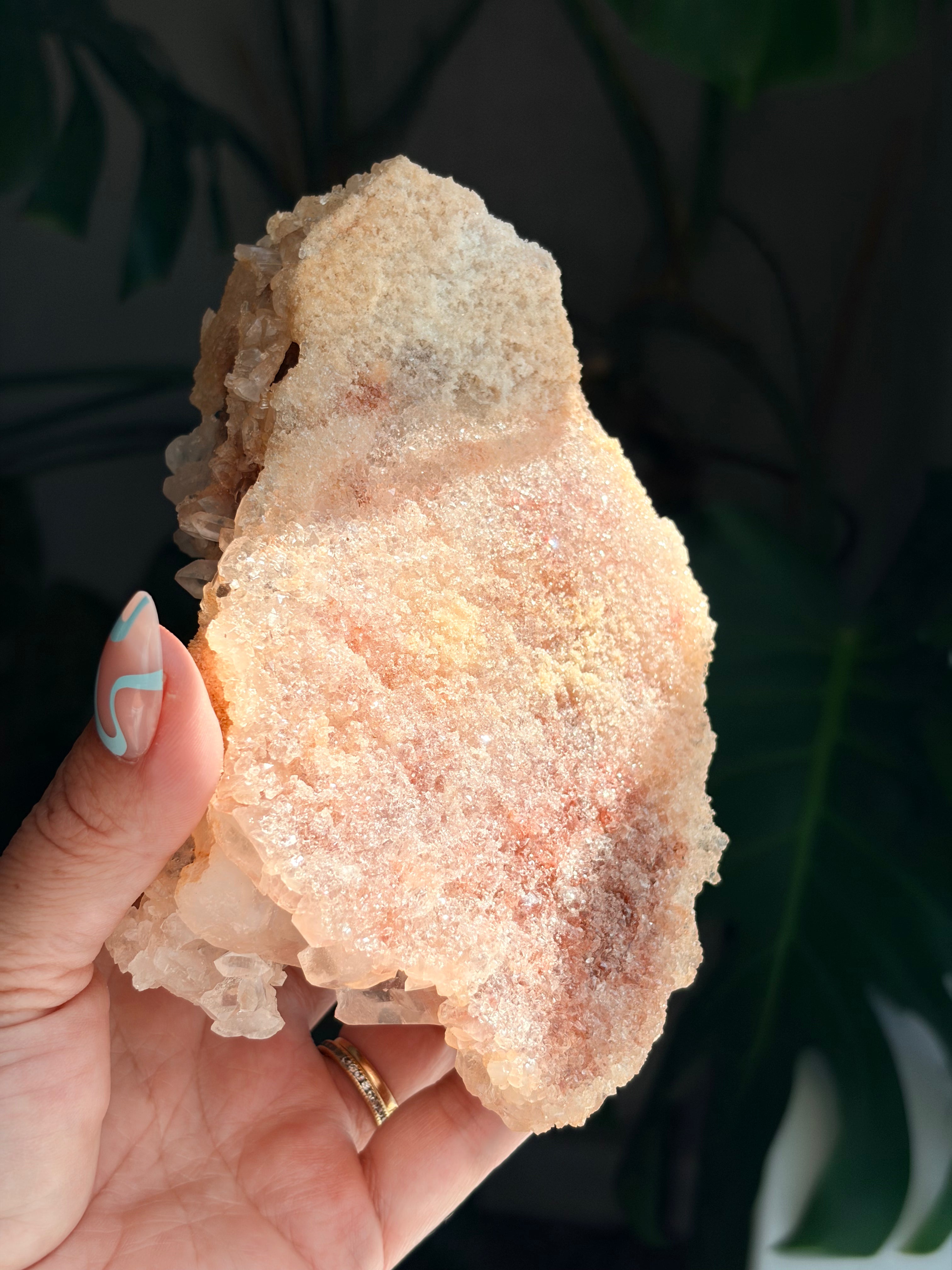 Raw Pink Samadhi Quartz Cluster