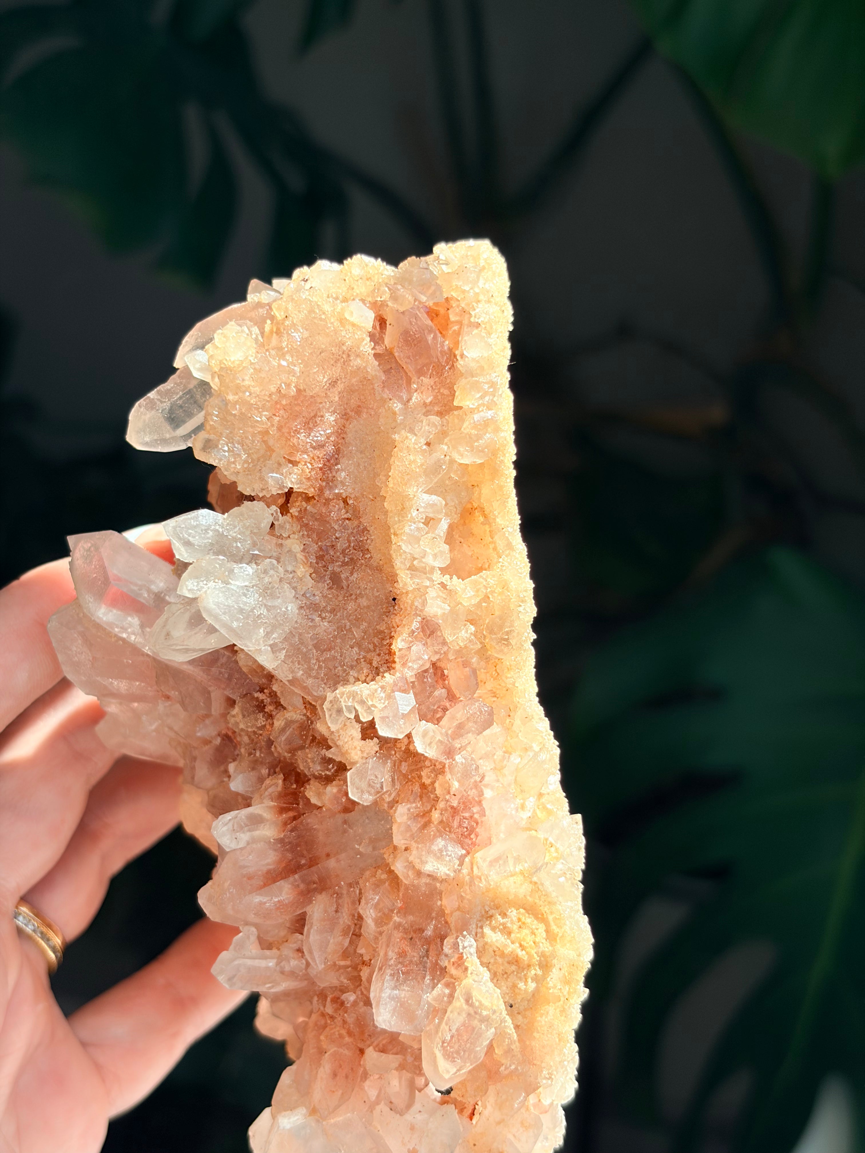 Raw Pink Samadhi Quartz Cluster