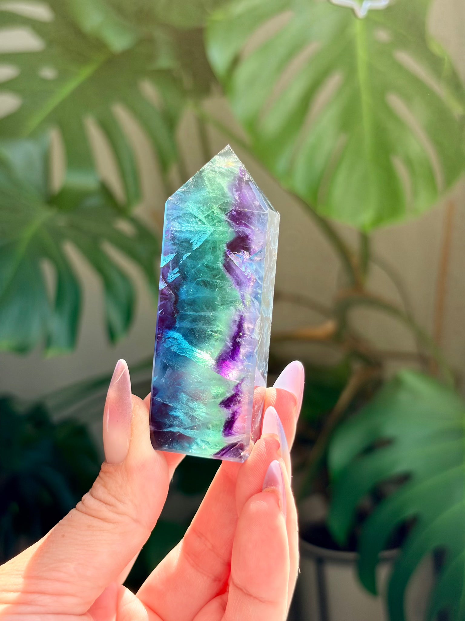 Rainbow Fluorite Rectangle Tower