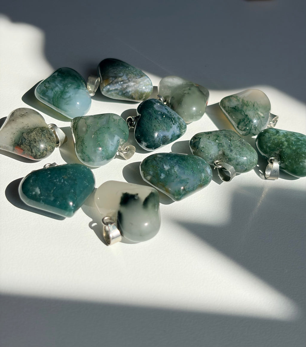 Moss Agate Heart Pendant