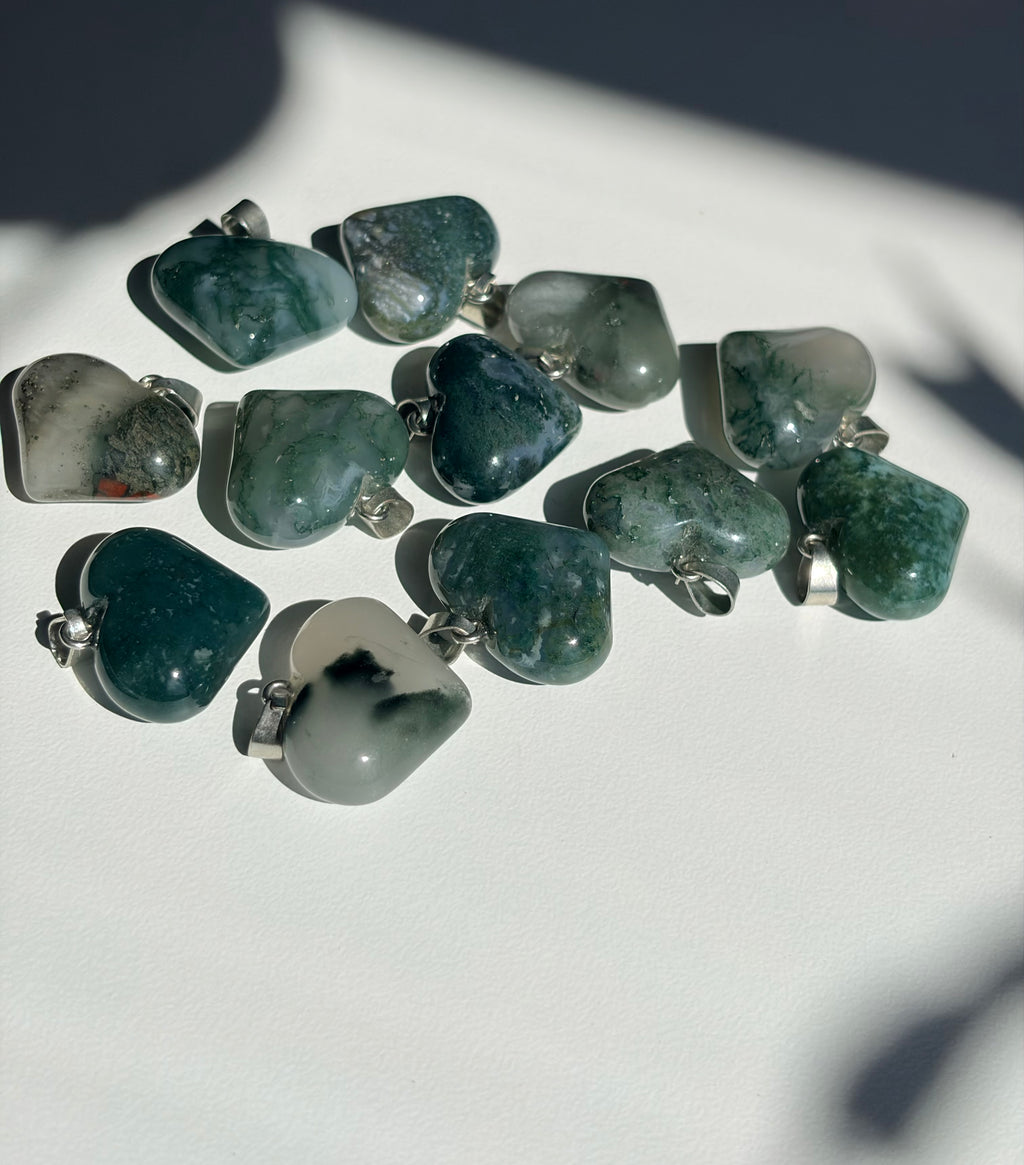 Moss Agate Heart Pendant