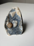 Crystallized Apophyllite on Chalcedony with Calcite Freeform