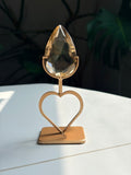 Faceted Citrine Gem on Heart Gold Stand