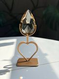 Faceted Citrine Gem on Heart Gold Stand
