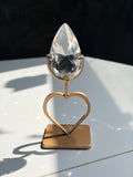 Faceted Clear Quartz Crystal on Heart Gold Stand