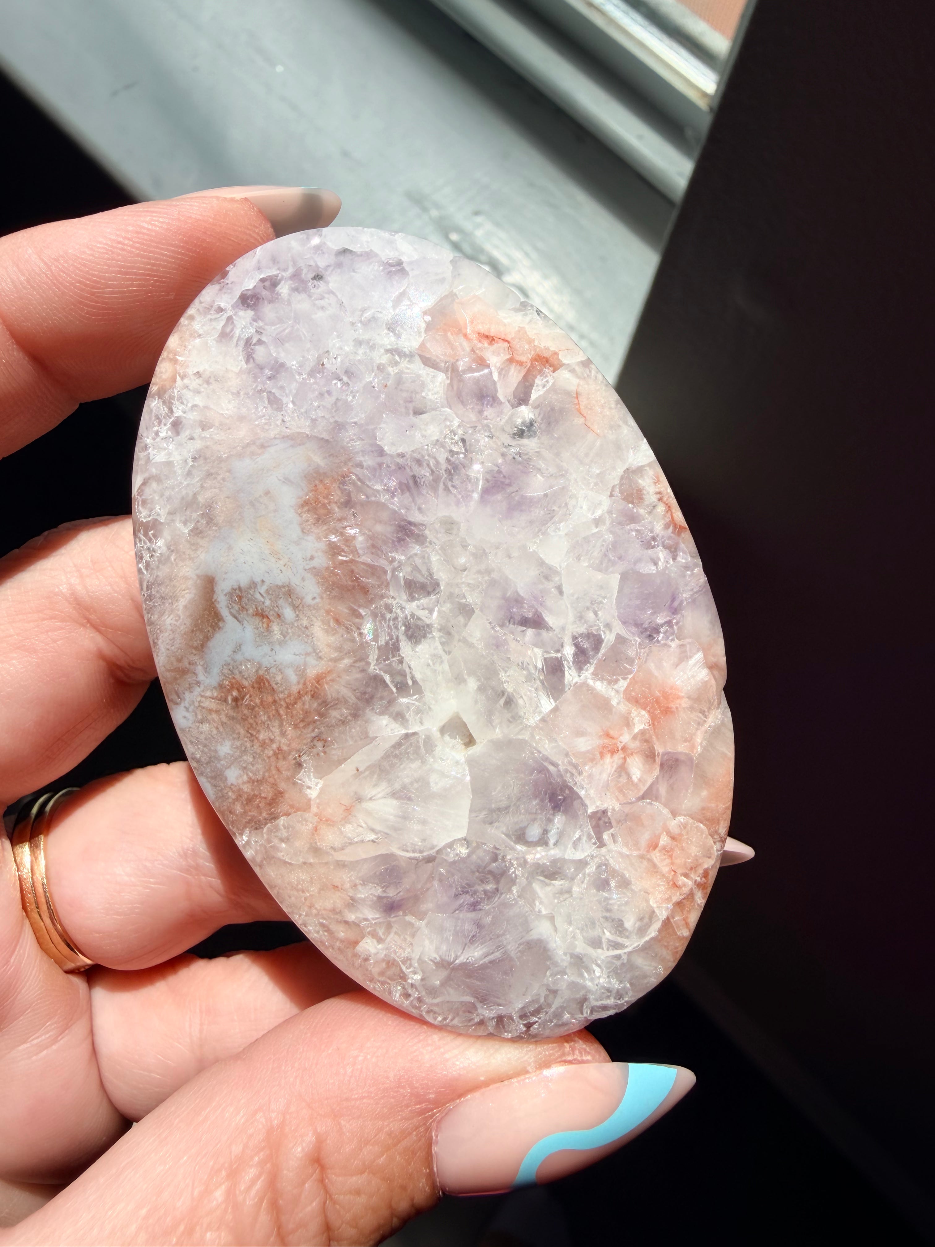 Stunning Pink Amethyst & Flower Agate Palm Stone | Polished Healing Crystal