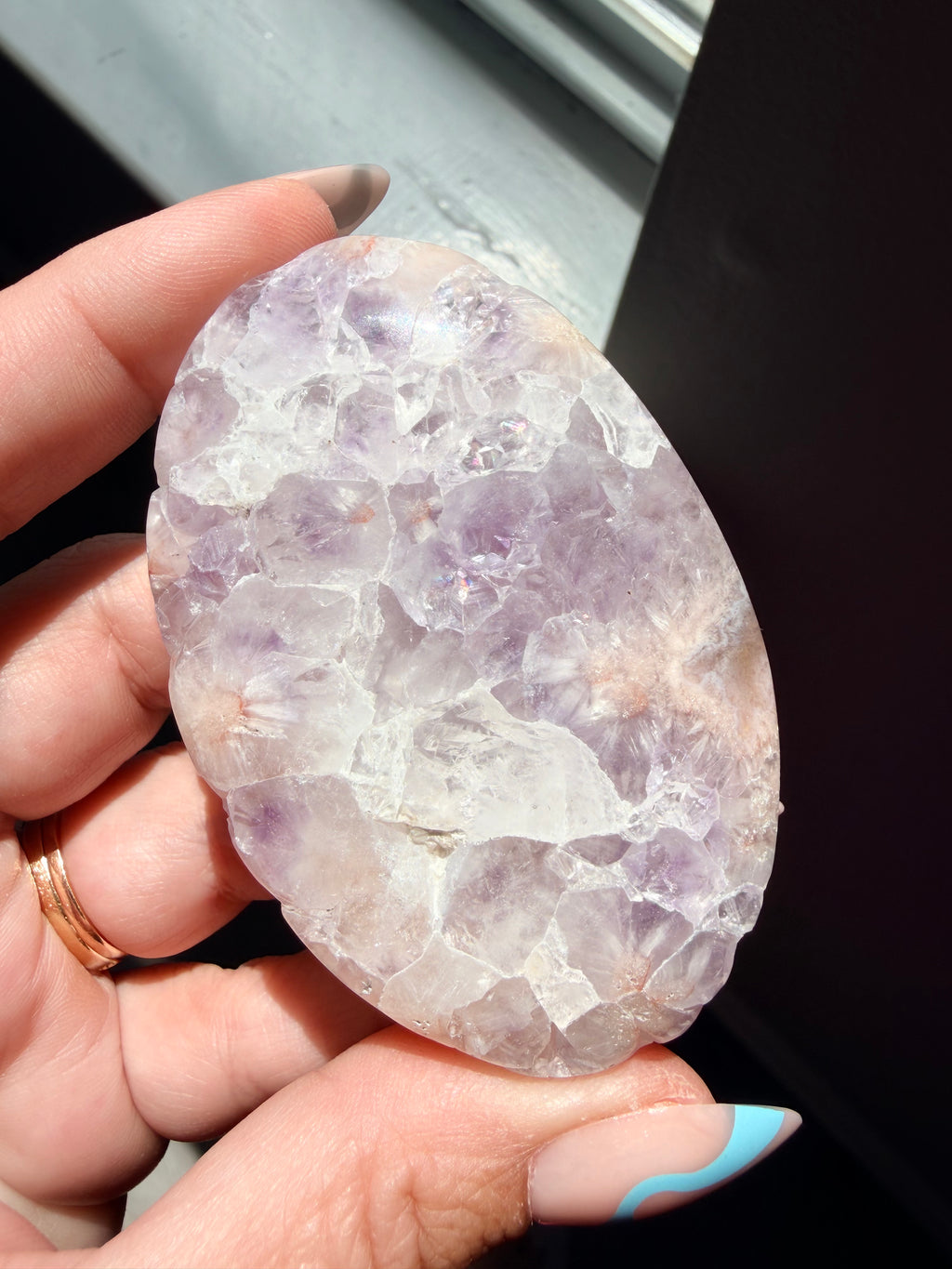 Stunning Pink Amethyst & Flower Agate Palm Stone | Polished Healing Crystal