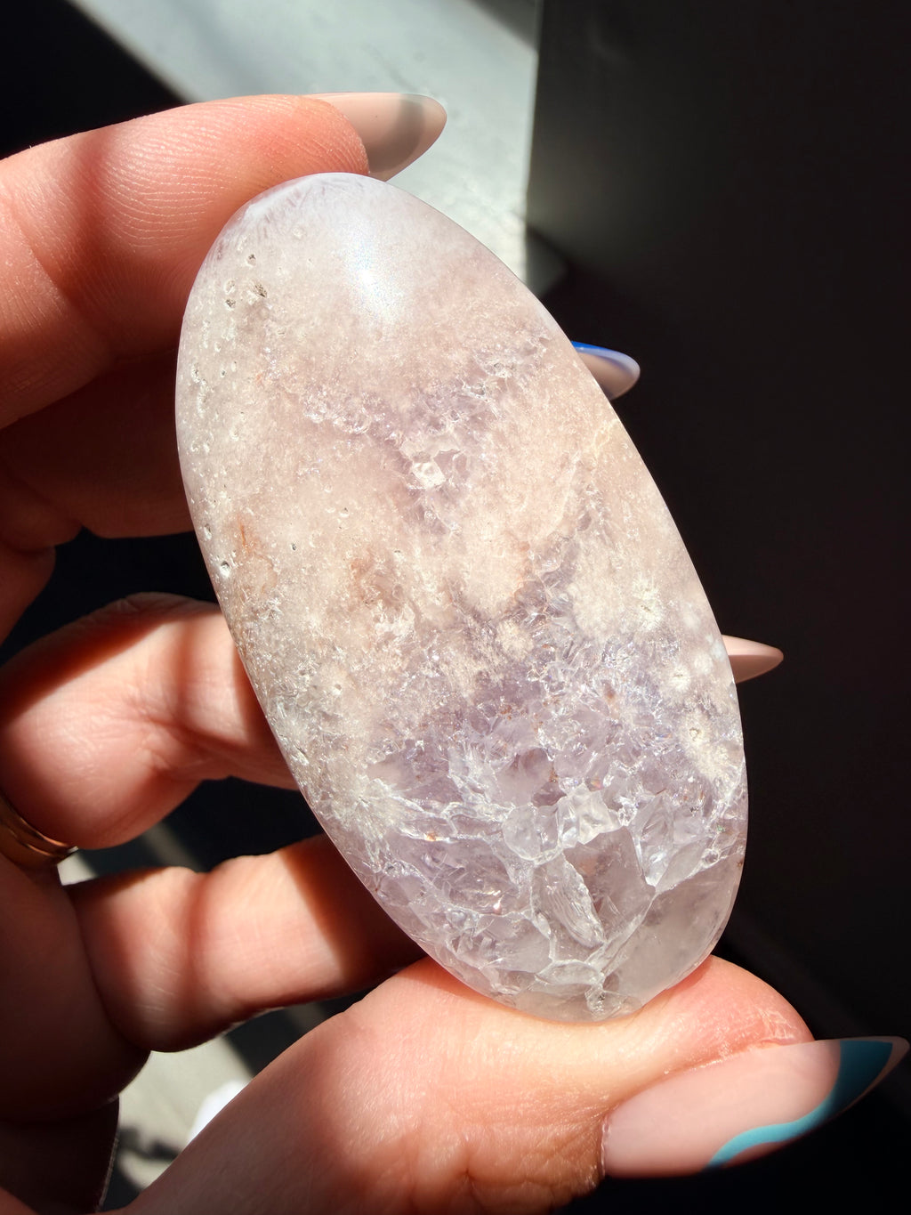 Stunning Pink Amethyst & Flower Agate Palm Stone | Polished Healing Crystal