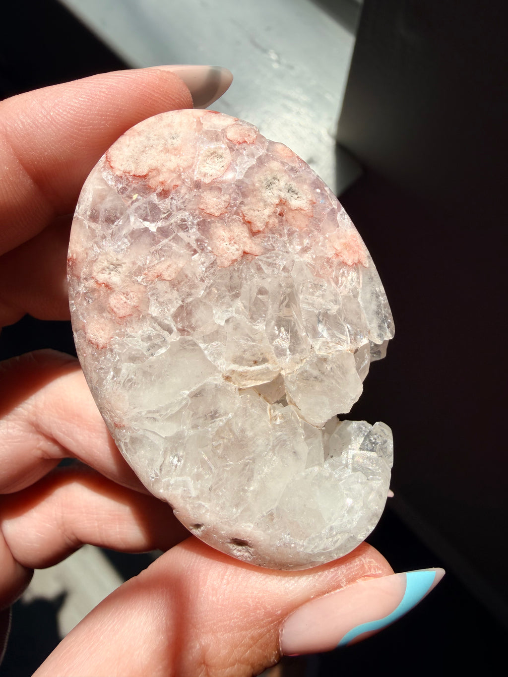 Stunning Pink Amethyst & Flower Agate Palm Stone | Polished Healing Crystal