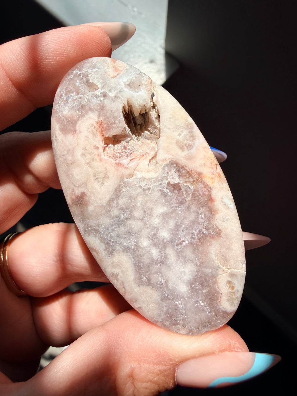 Stunning Pink Amethyst & Flower Agate Palm Stone | Polished Healing Crystal