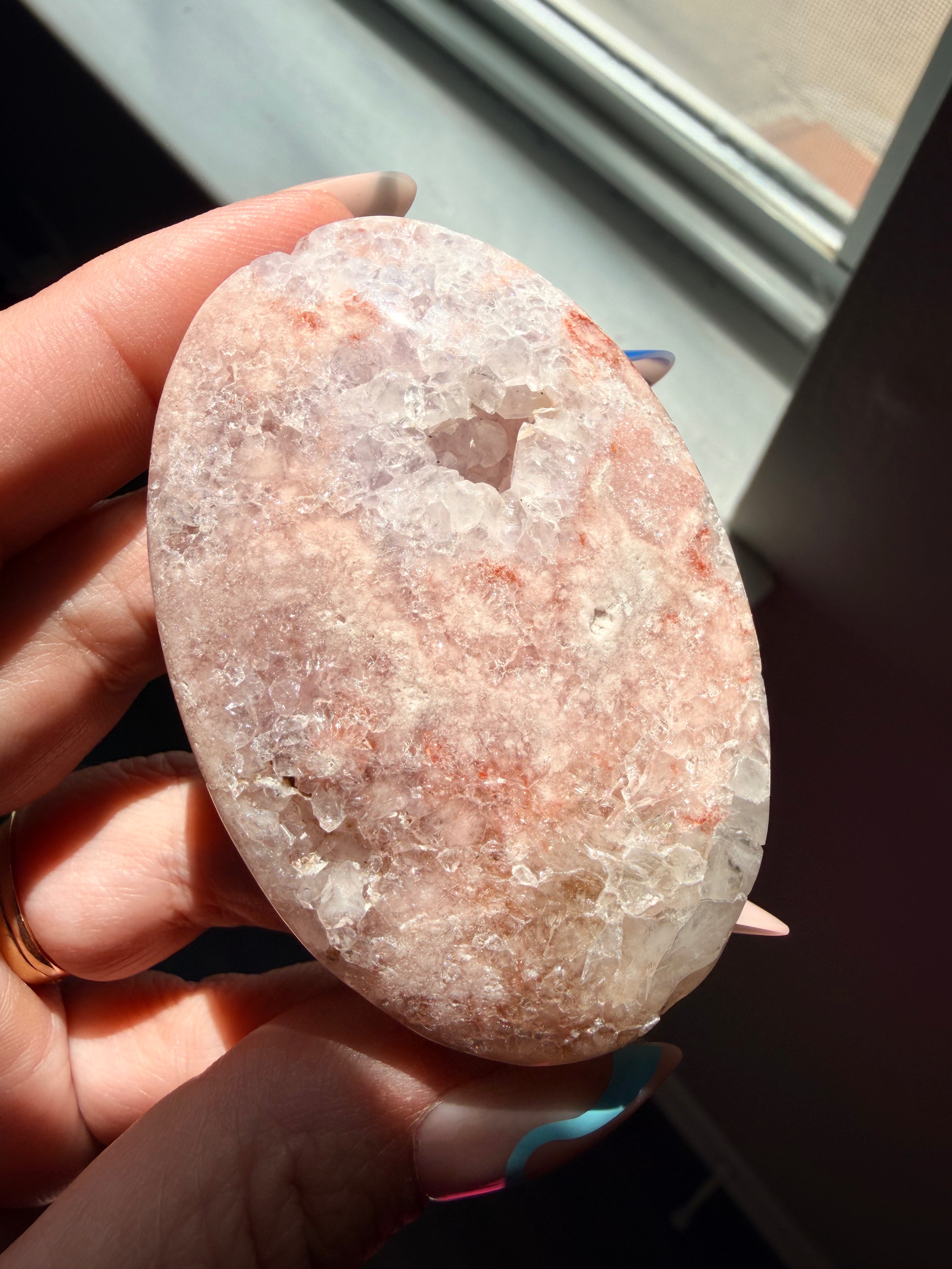 Stunning Pink Amethyst & Flower Agate Palm Stone | Polished Healing Crystal
