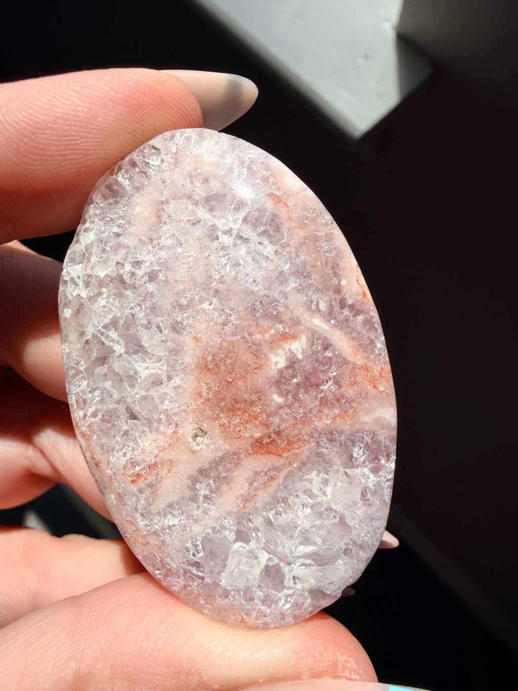 Stunning Pink Amethyst & Flower Agate Palm Stone | Polished Healing Crystal
