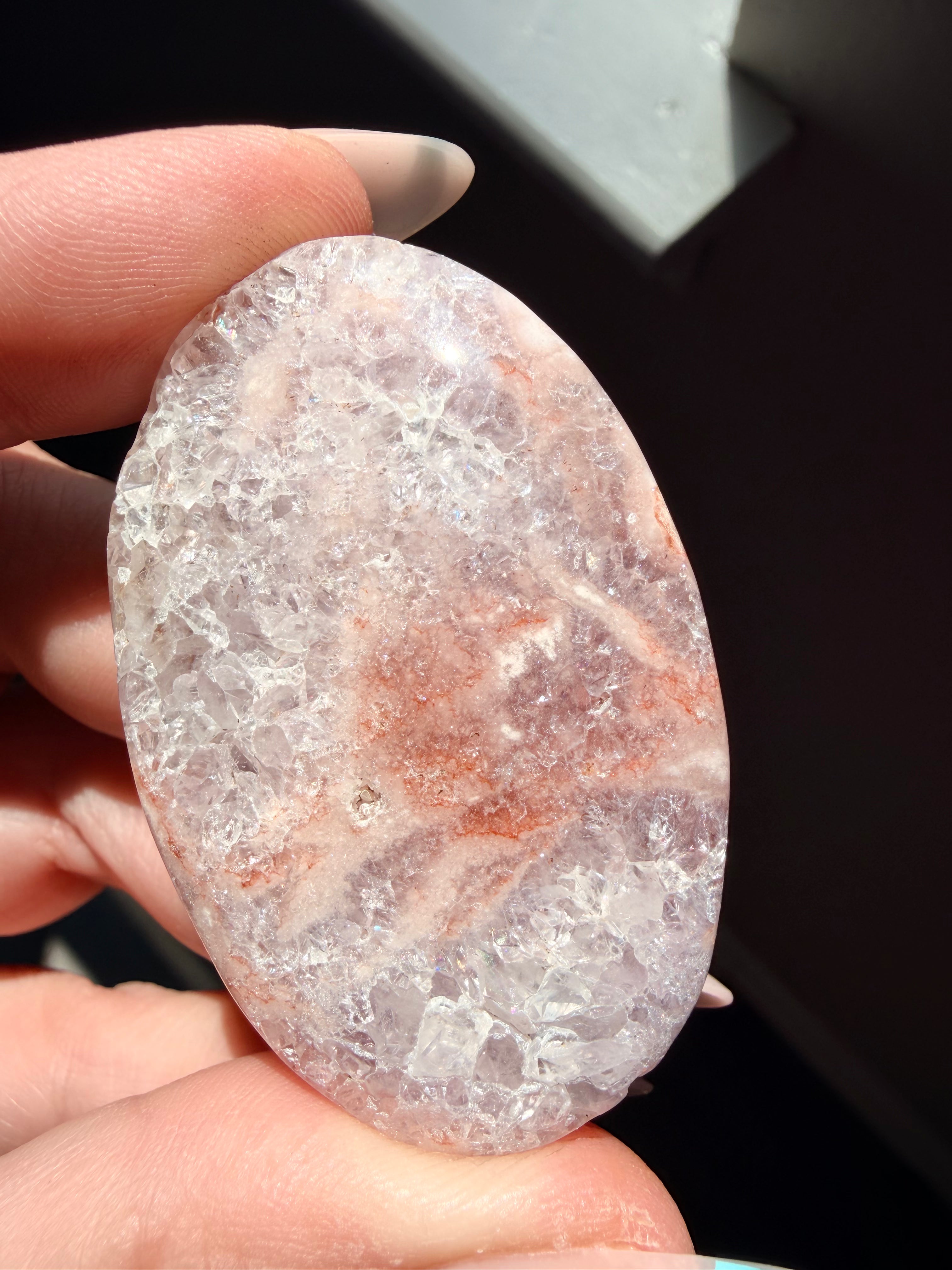 Stunning Pink Amethyst & Flower Agate Palm Stone | Polished Healing Crystal