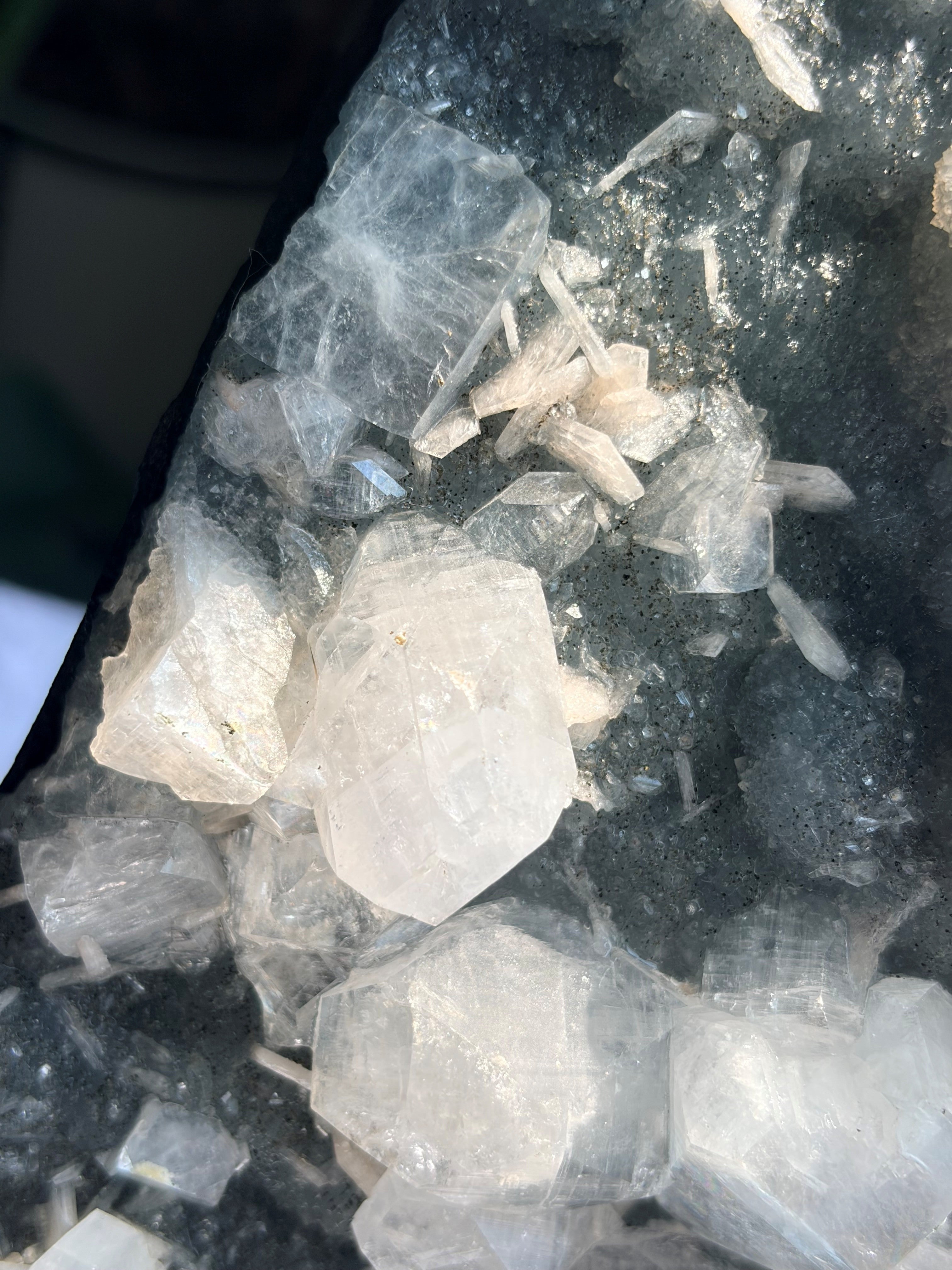 Large Raw Apophyllite & Stilbite on Druzy Chalcedony