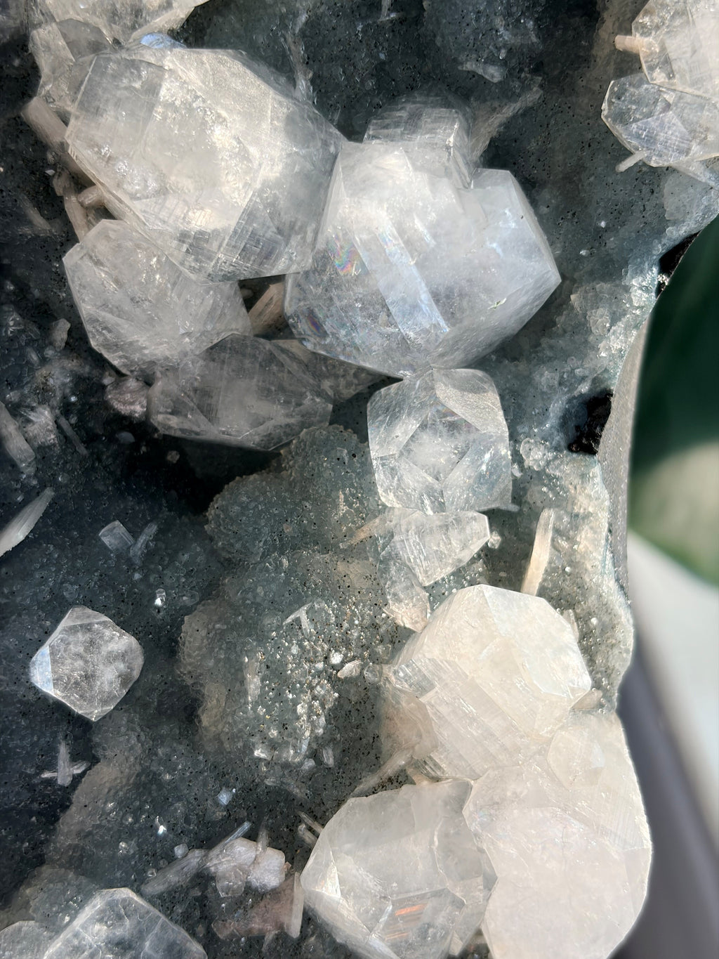 Large Raw Apophyllite & Stilbite on Druzy Chalcedony