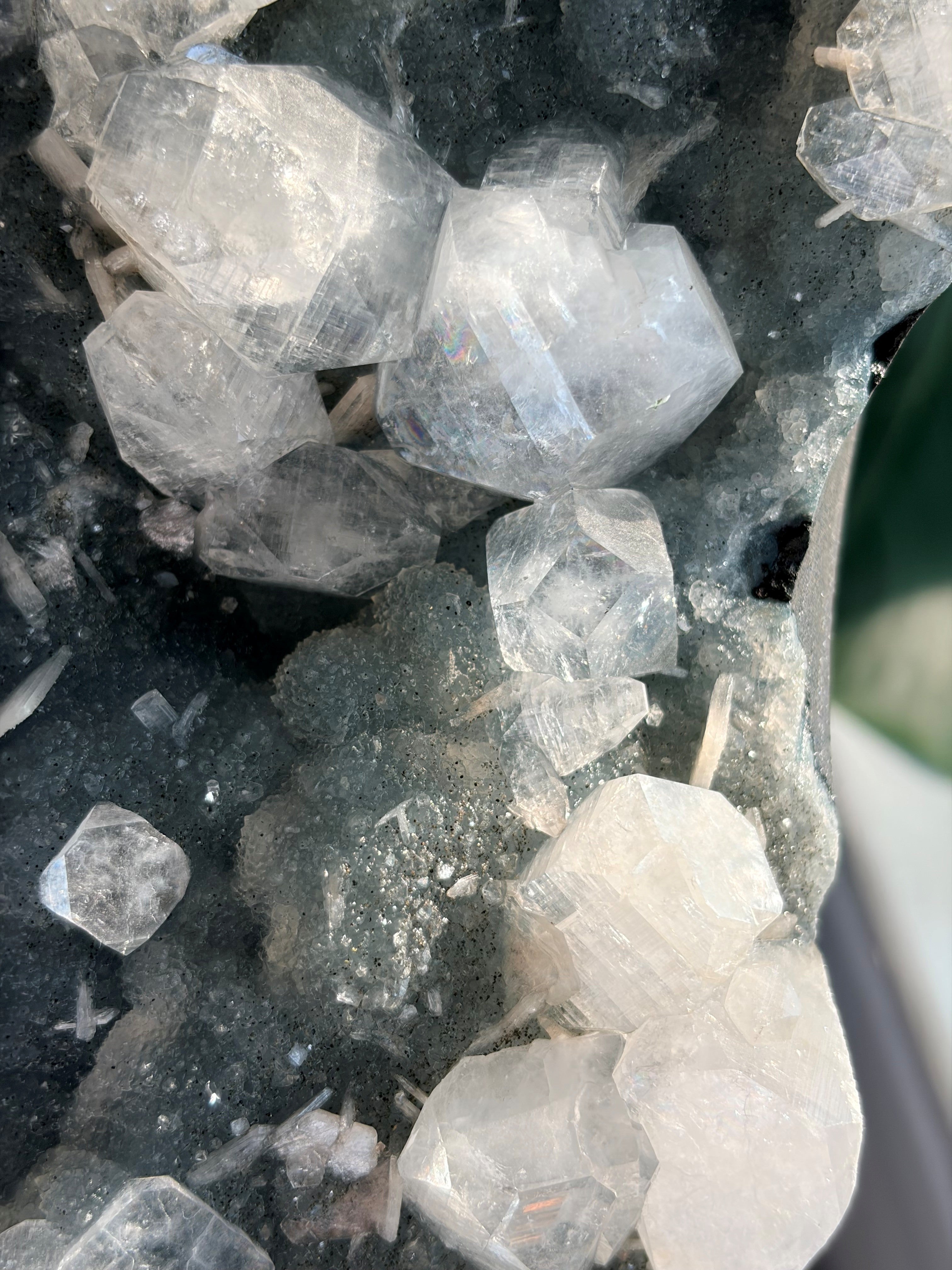 Large Raw Apophyllite & Stilbite on Druzy Chalcedony