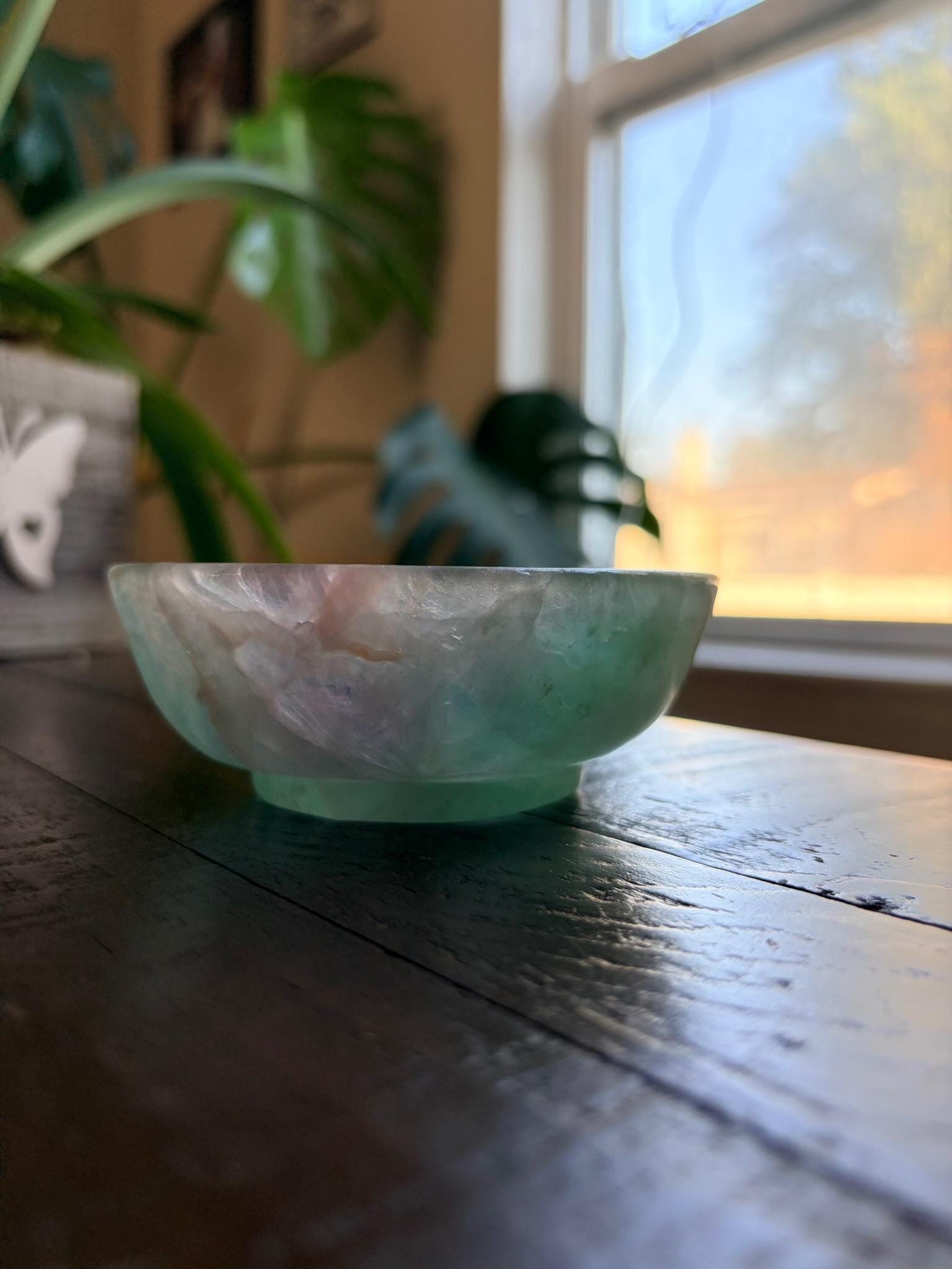 Vibrant Natural Fluorite Bowl | Gorgeous Green and Purple Crystal | Home Décor & Altar