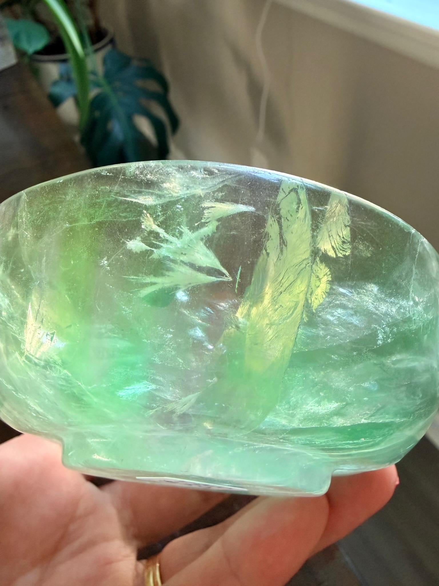 Vibrant Natural Fluorite Bowl | Gorgeous Green & Purple Crystal | Home Décor & Altar