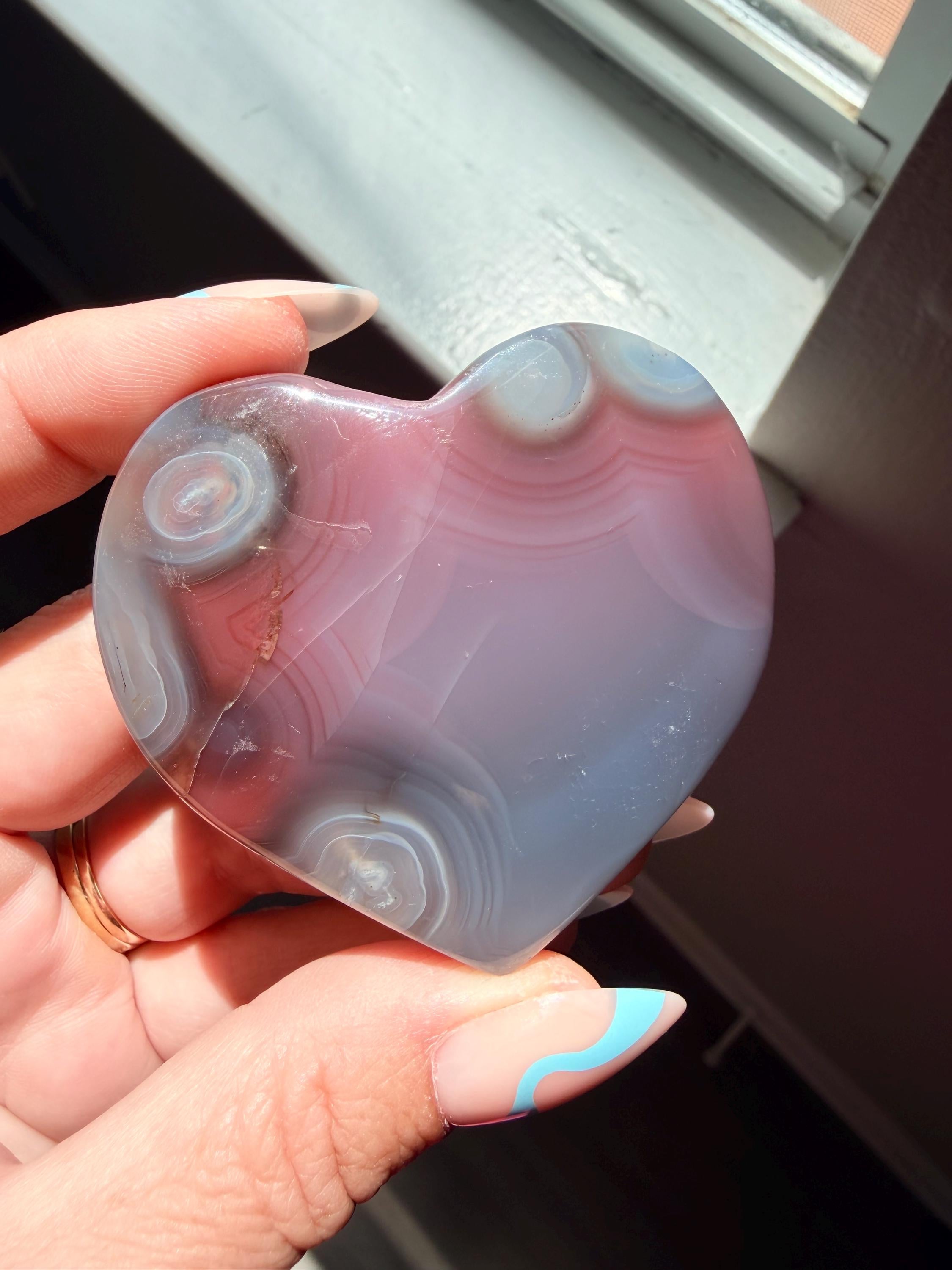 Natural Swazi Agate Heart Carving | Beautiful Patterns | Healing Crystal & Home Décor