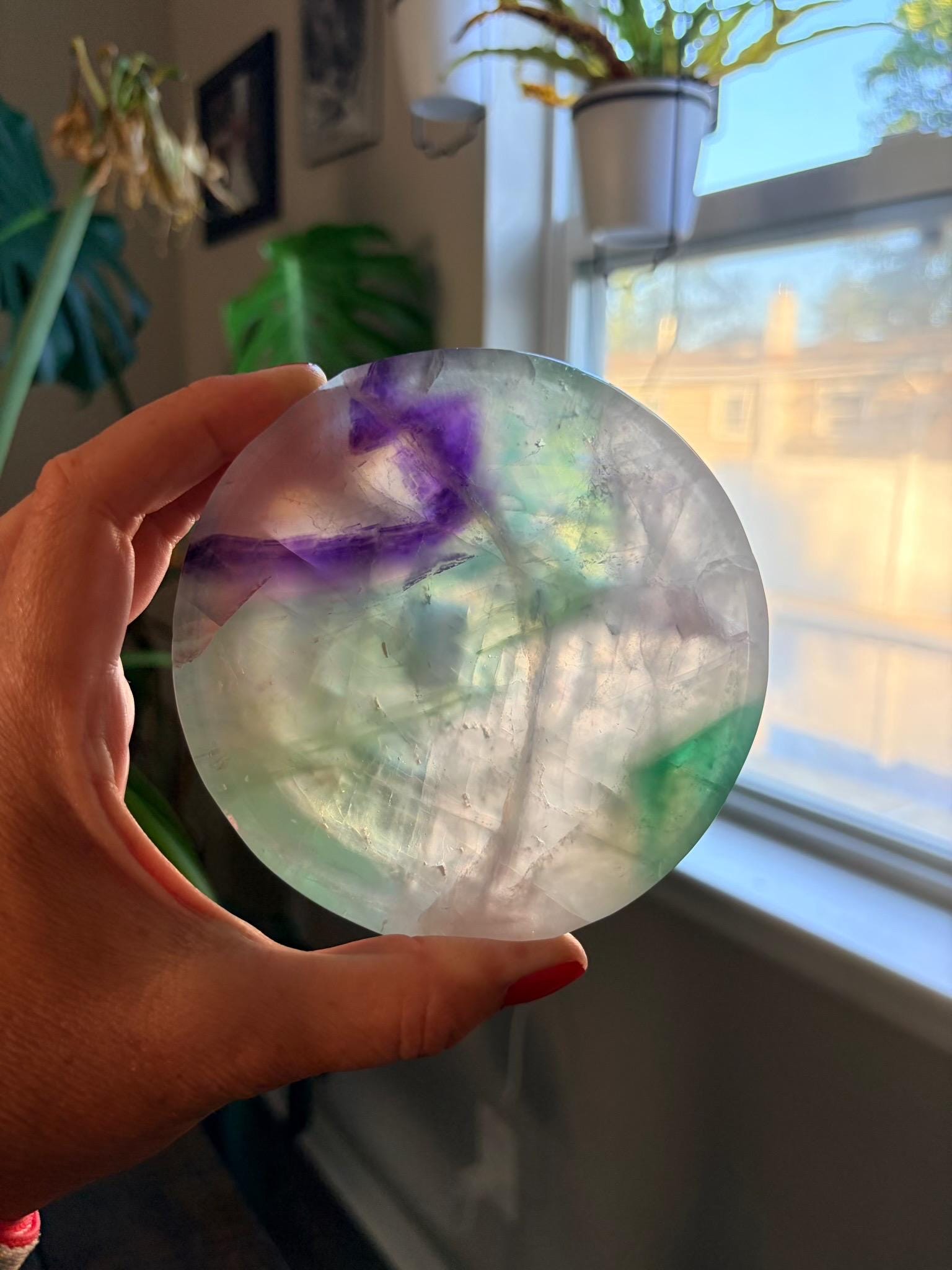 Vibrant Natural Fluorite Bowl | Gorgeous Teal Green and Purple Crystal | Home Décor & Altar