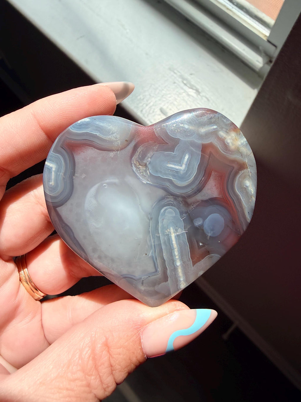 Natural Swazi Agate Heart Carving | Beautiful Patterns | Healing Crystal & Home Décor