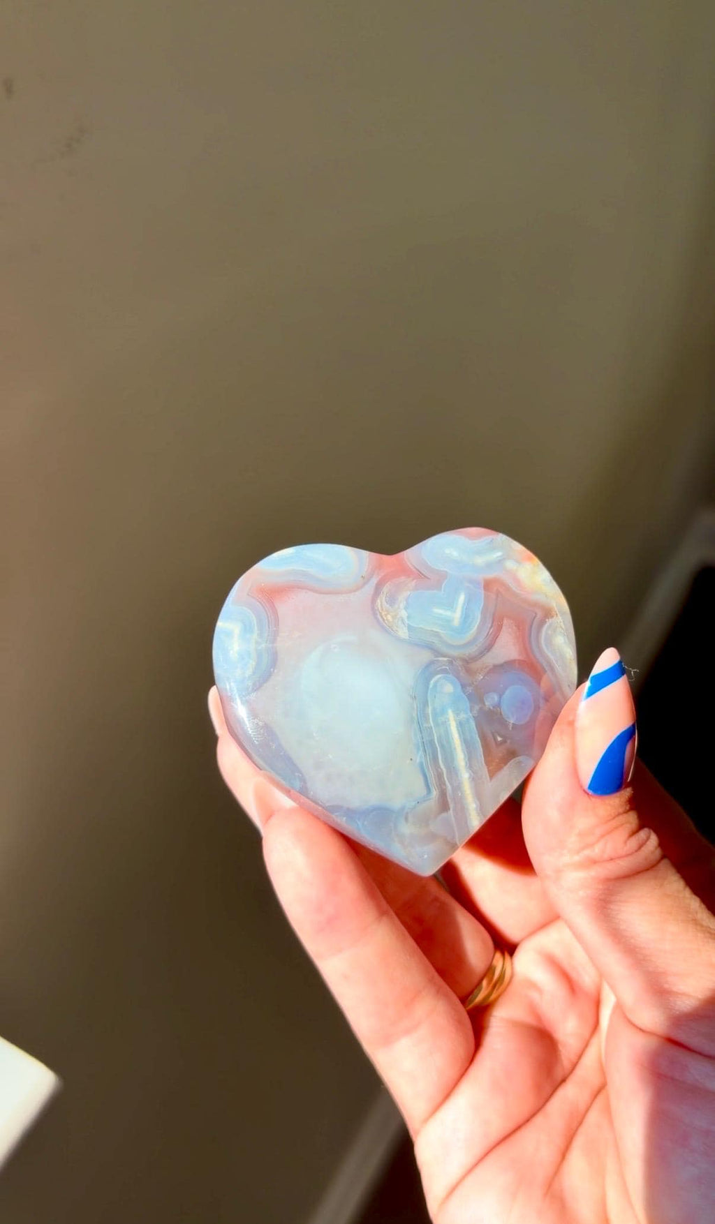 Natural Swazi Agate Heart Carving | Beautiful Patterns | Healing Crystal & Home Décor