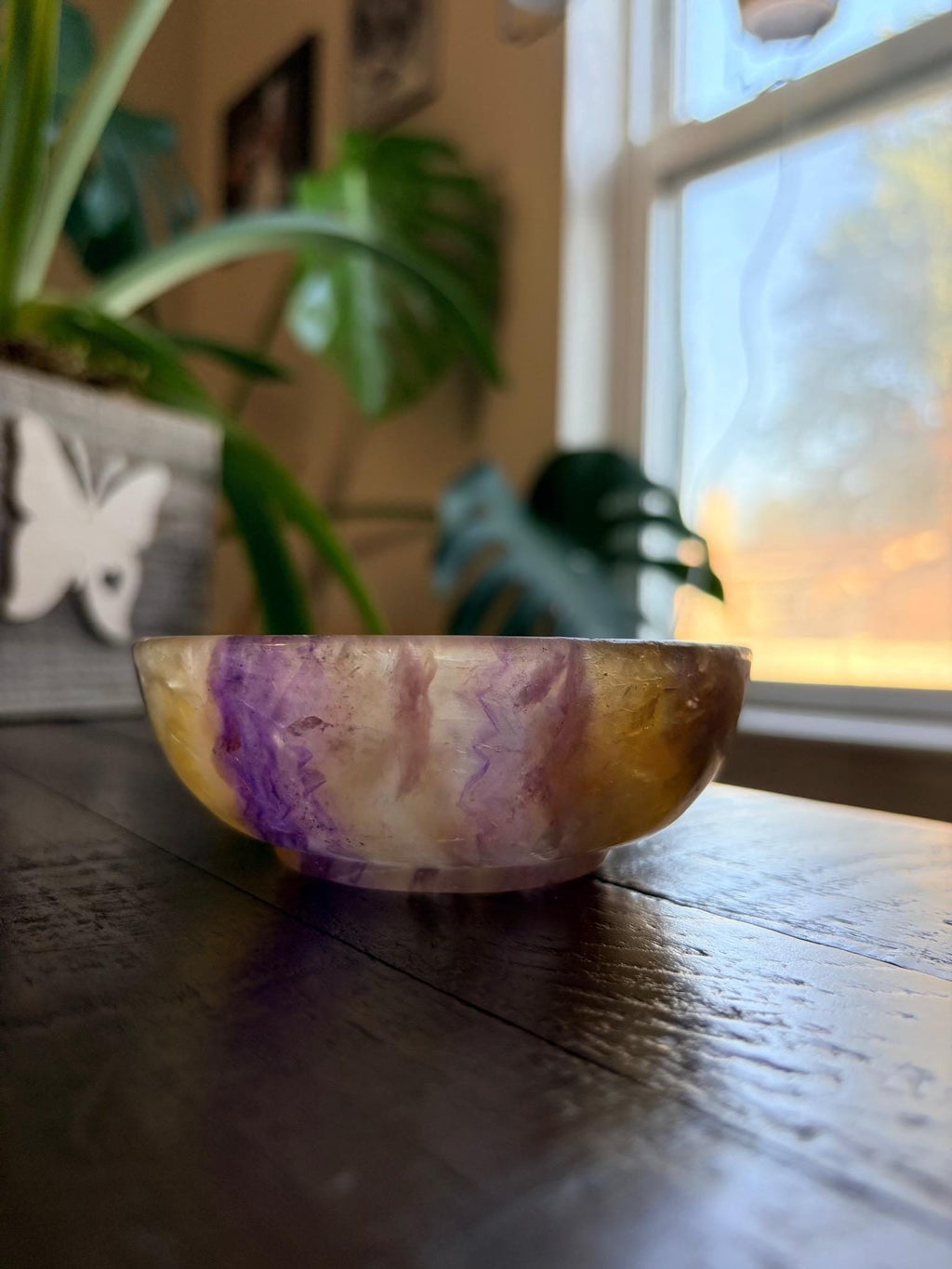 Vibrant Natural Fluorite Bowl | Gorgeous Yellow & Purple Crystal | Home Décor & Altar
