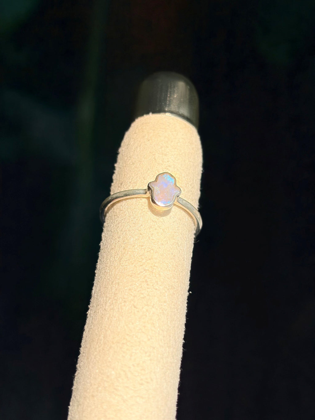 Sterling Silver Moonstone Hamsa Ring .925 Size 7